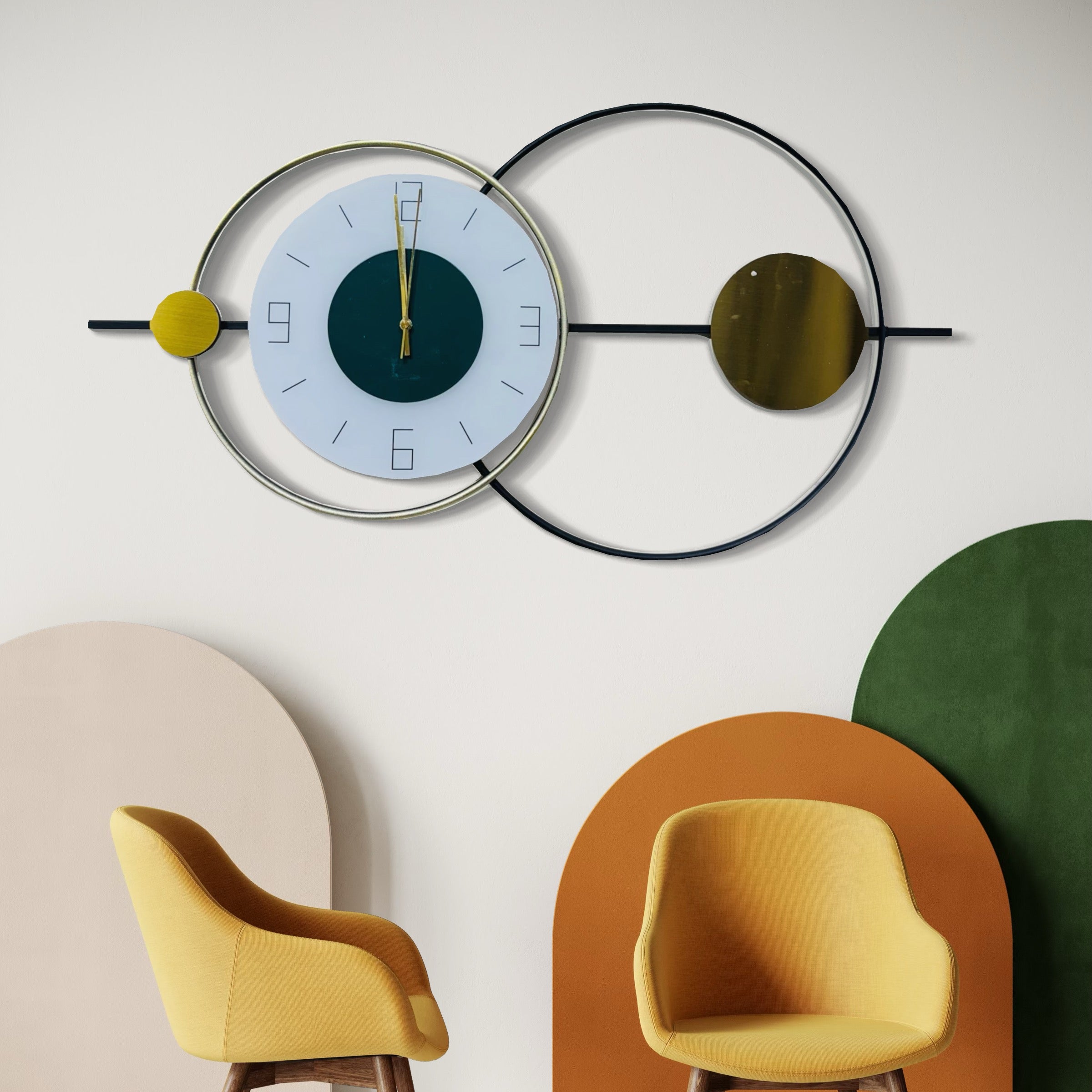 Unique Modern Wall Clock with Dual Ring Design