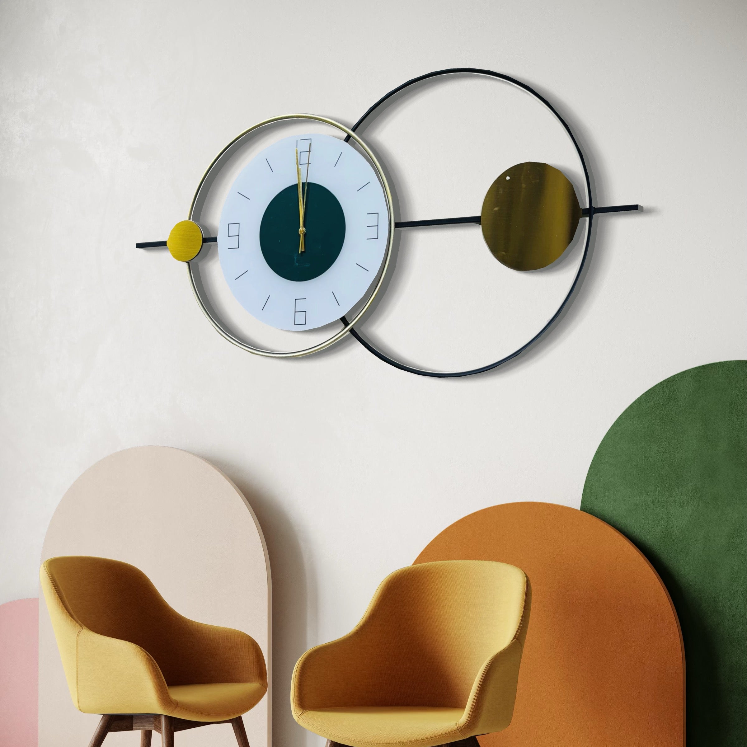 Unique Modern Wall Clock with Dual Ring Design