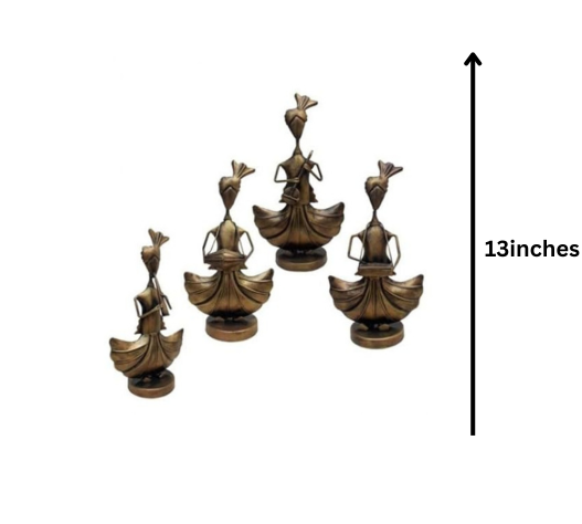 Dhokra Art Tribal Dancer Figurines (Set of 4)