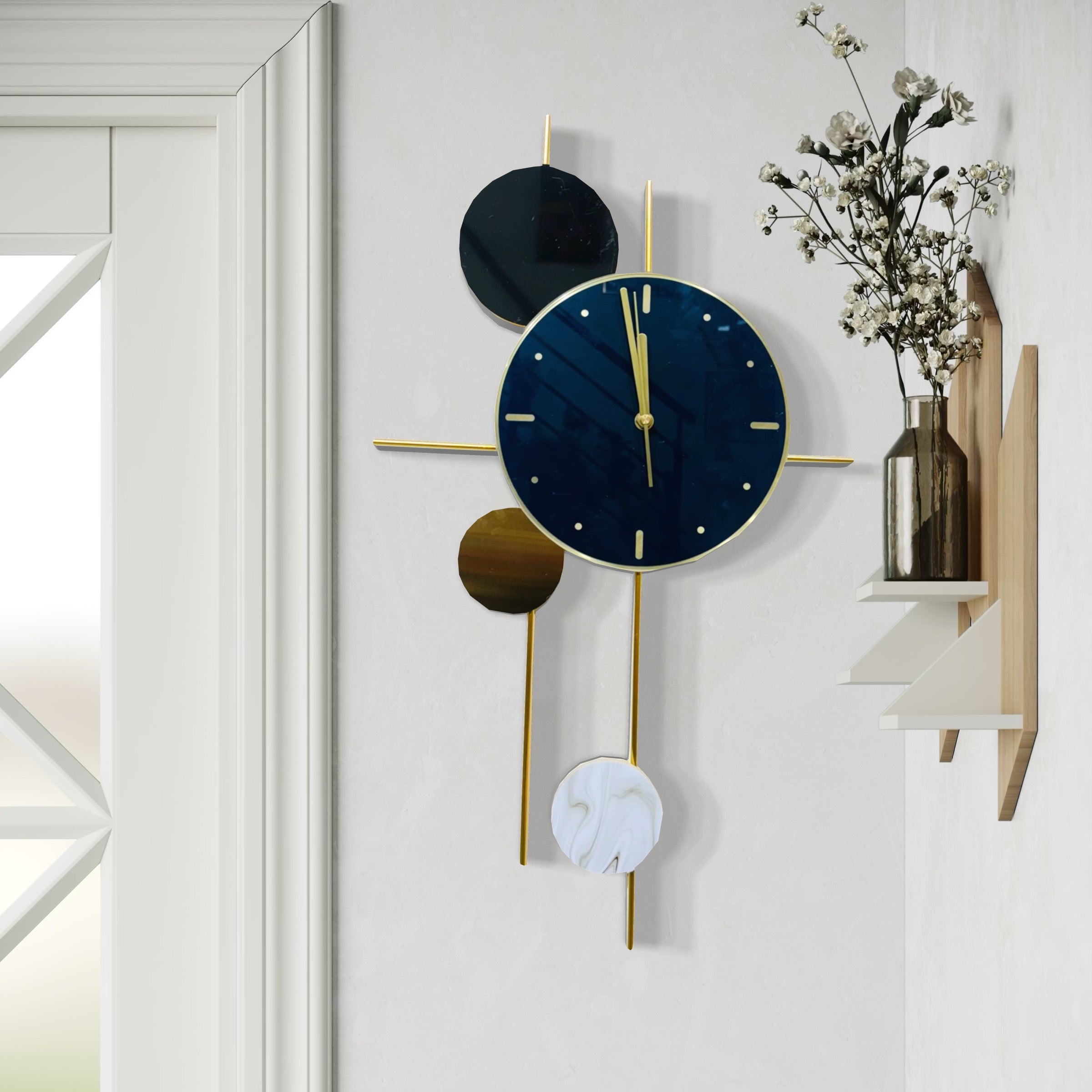 Compact Artistic Wall Clock with Geometric Design – 60CM x 35CM