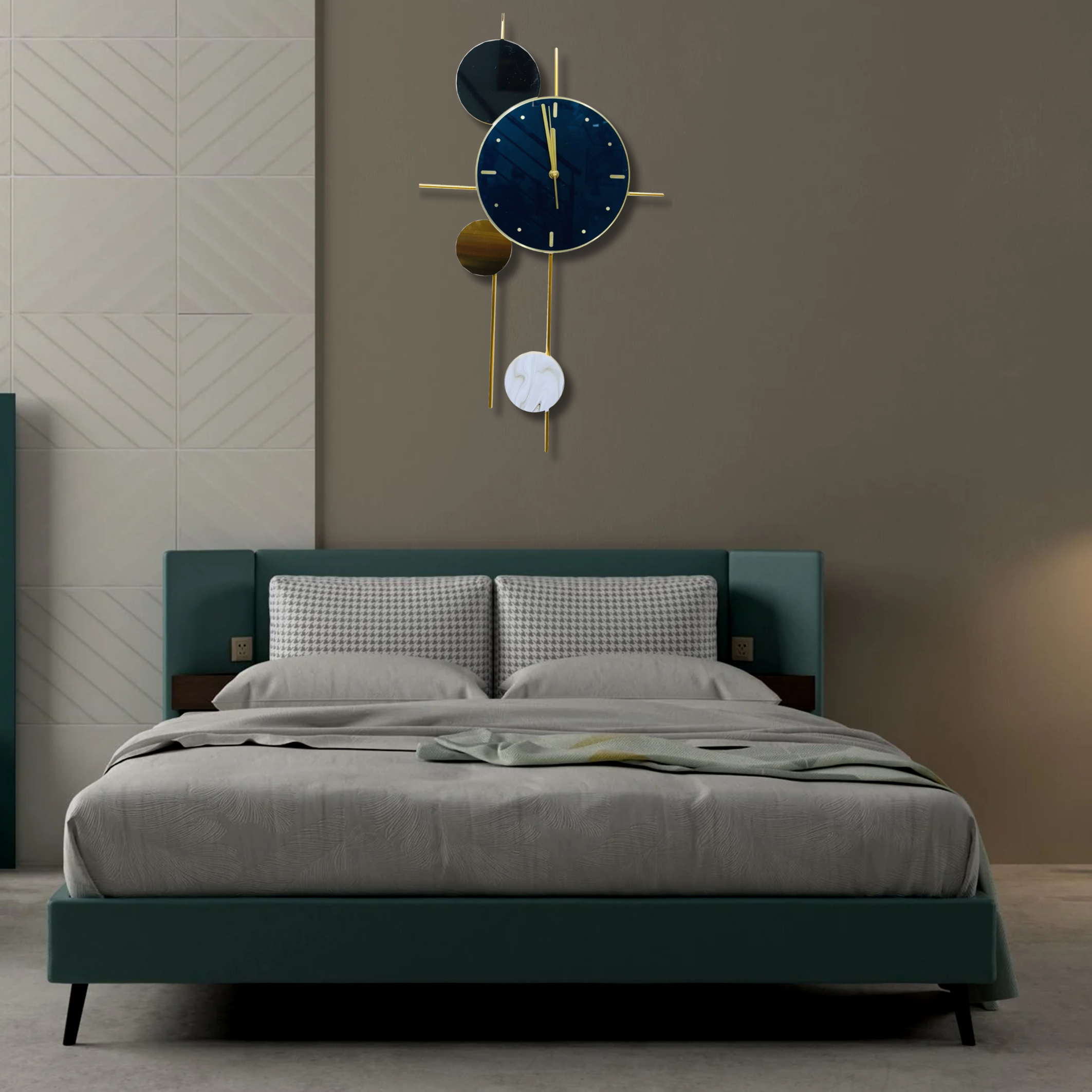 Compact Artistic Wall Clock with Geometric Design – 60CM x 35CM