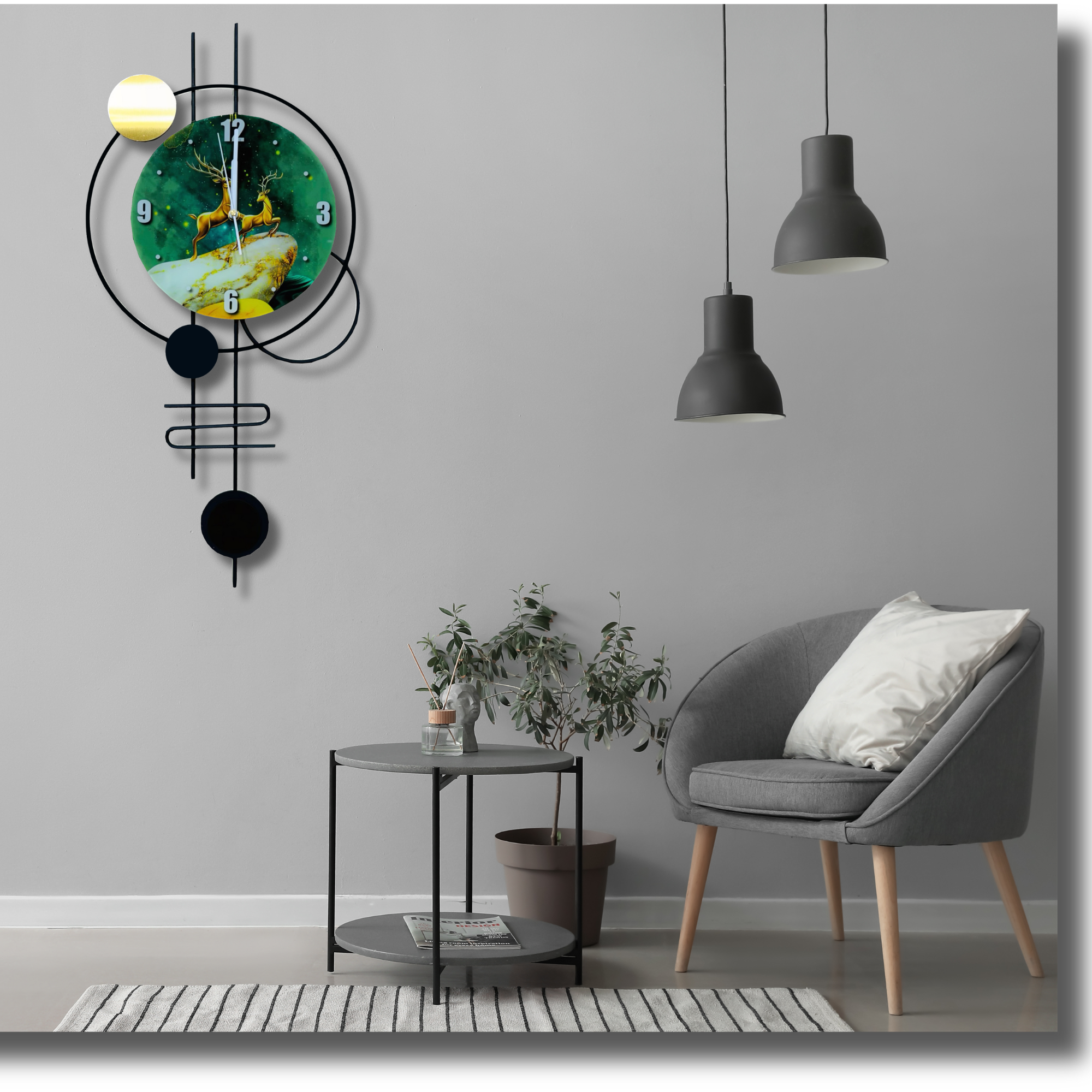 Stunning Deer-Themed Artistic Wall Clock Perfect for Modern Spaces