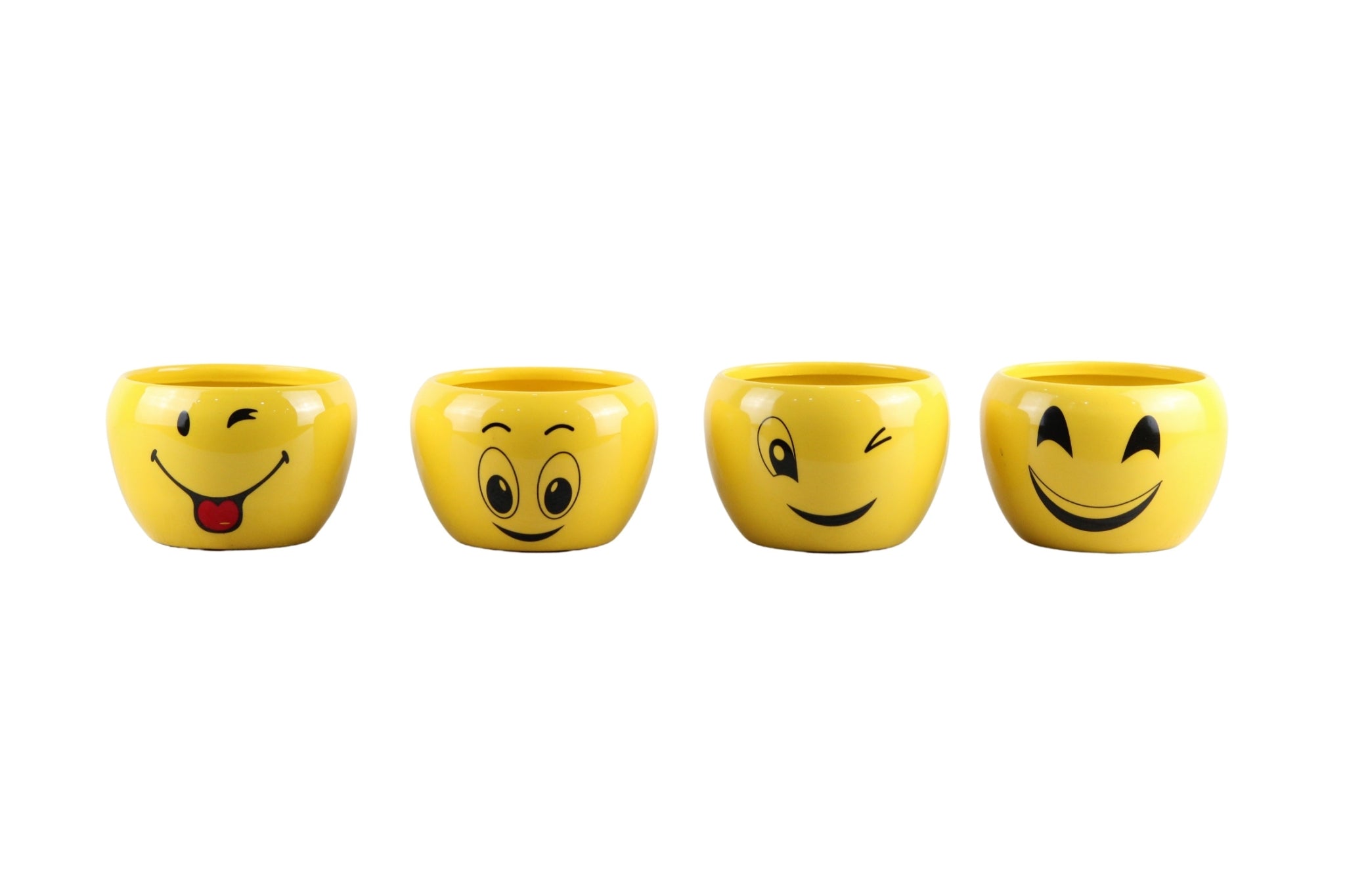 Attractive Orchid Pots with Emoji Print - Pack of 4