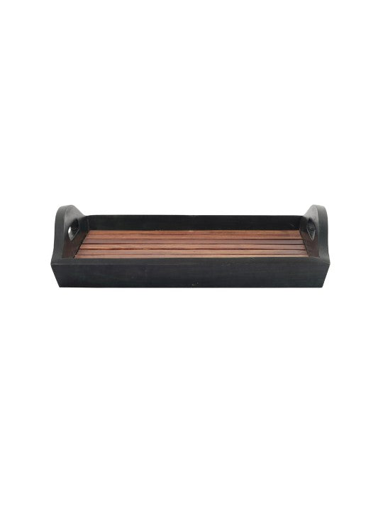 Compact Wooden Slatted Serving Tray