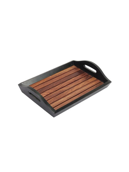 Compact Wooden Slatted Serving Tray