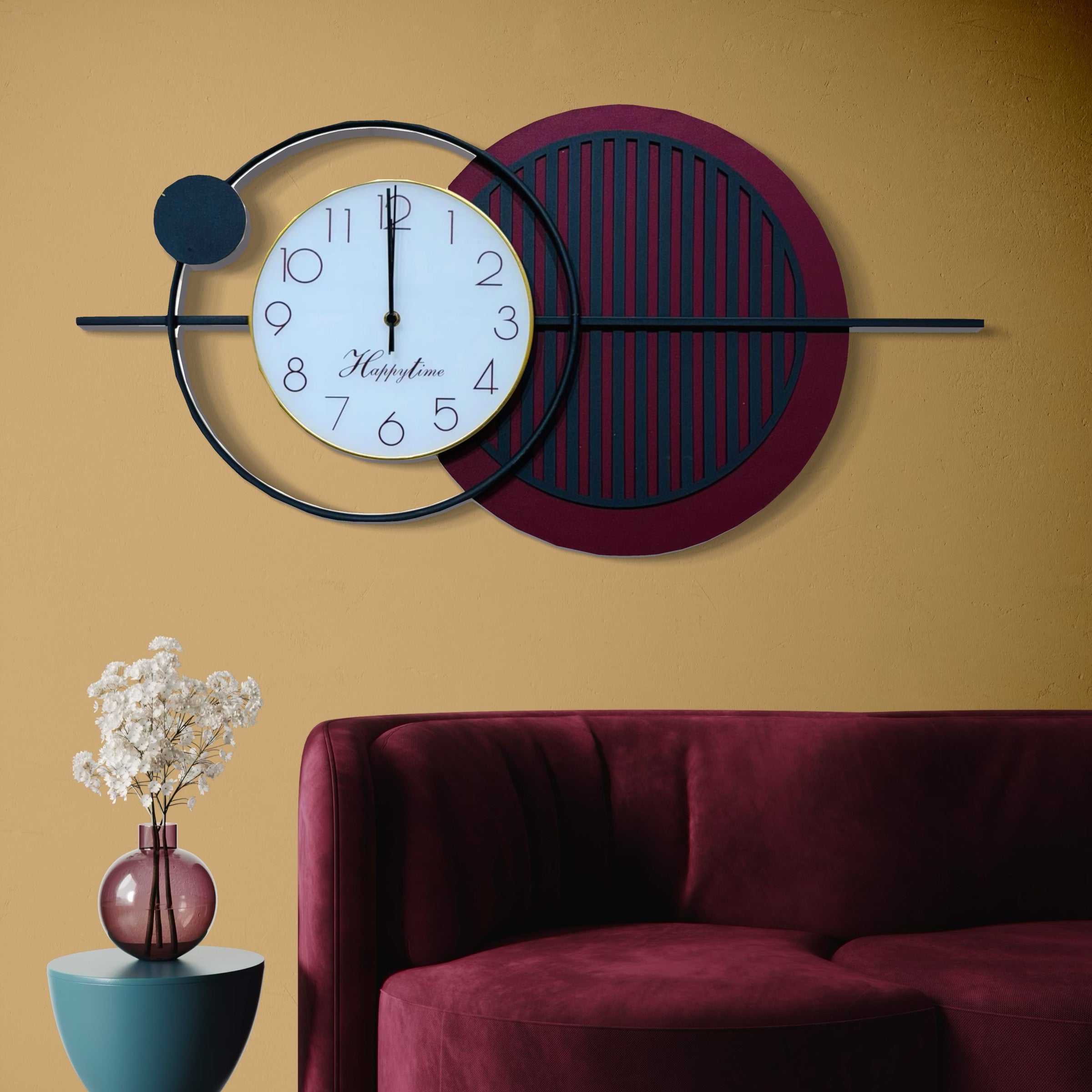 Dual-Tone Modern Abstract Wall Clock with Circular Design