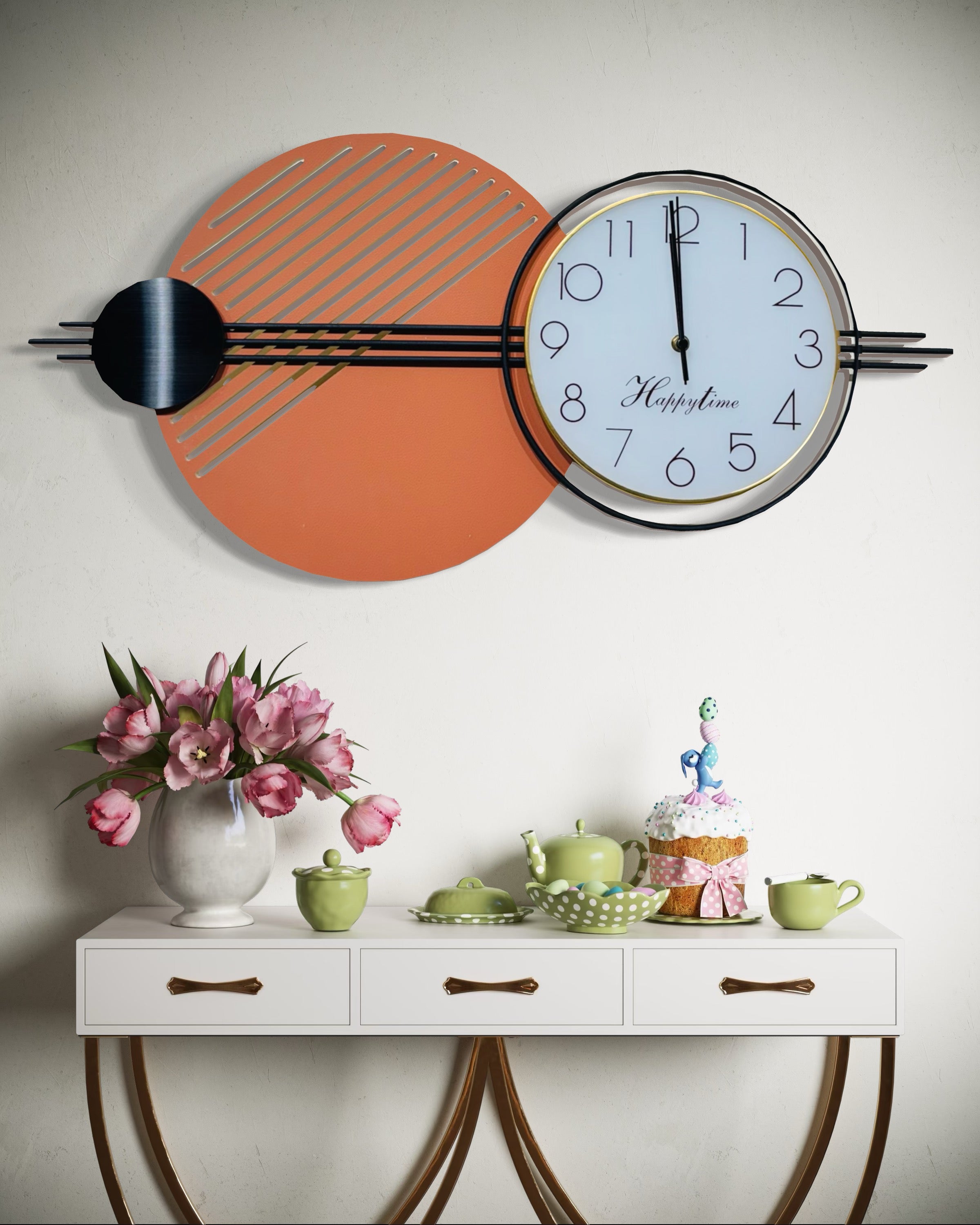 Contemporary Dual-Tone Wall Clock – Modern Decorative Clock for Home & Office