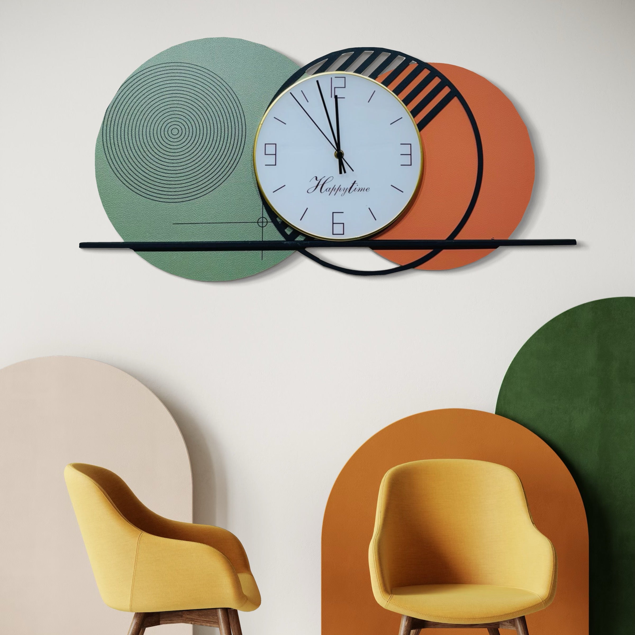 Circular Artistic Geometric Wall Clock for Home, Office - 70CM x 35CM