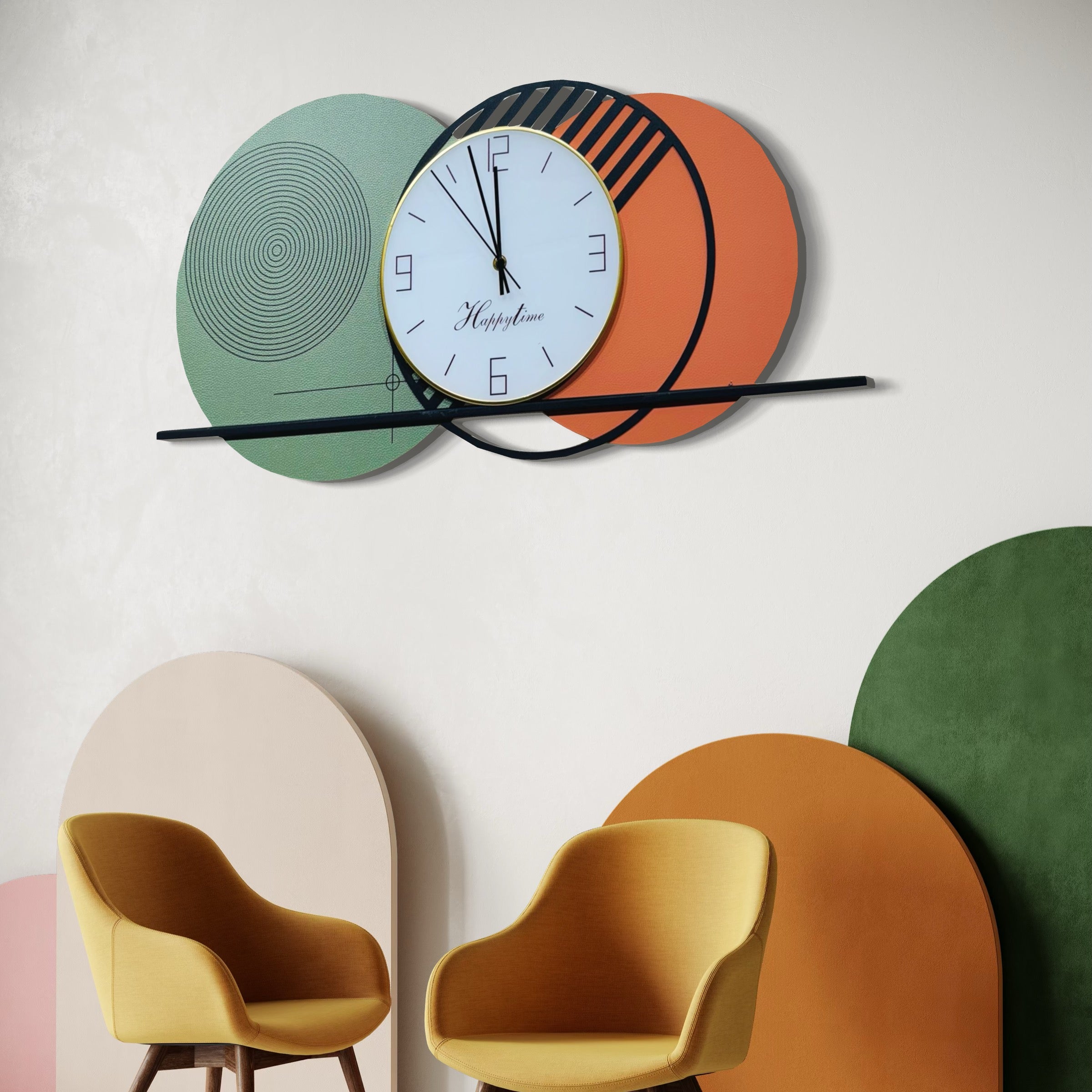 Circular Artistic Geometric Wall Clock for Home, Office - 70CM x 35CM