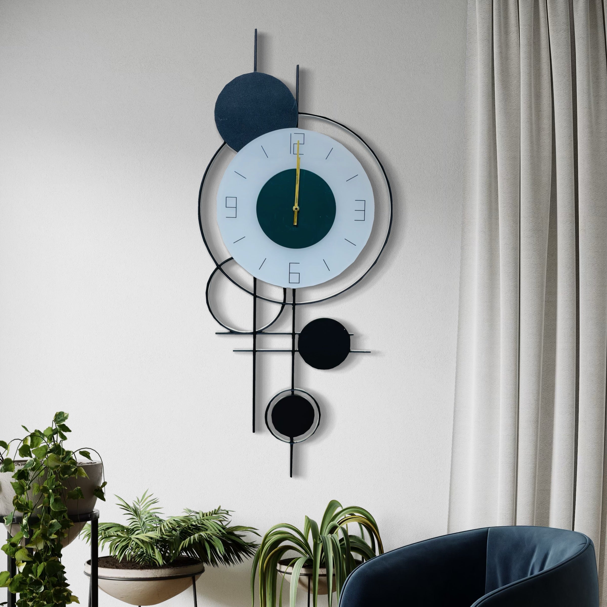 Trendy Wall Clock with Unique Geometric Style for Home, Offce - 80CM X 35CM