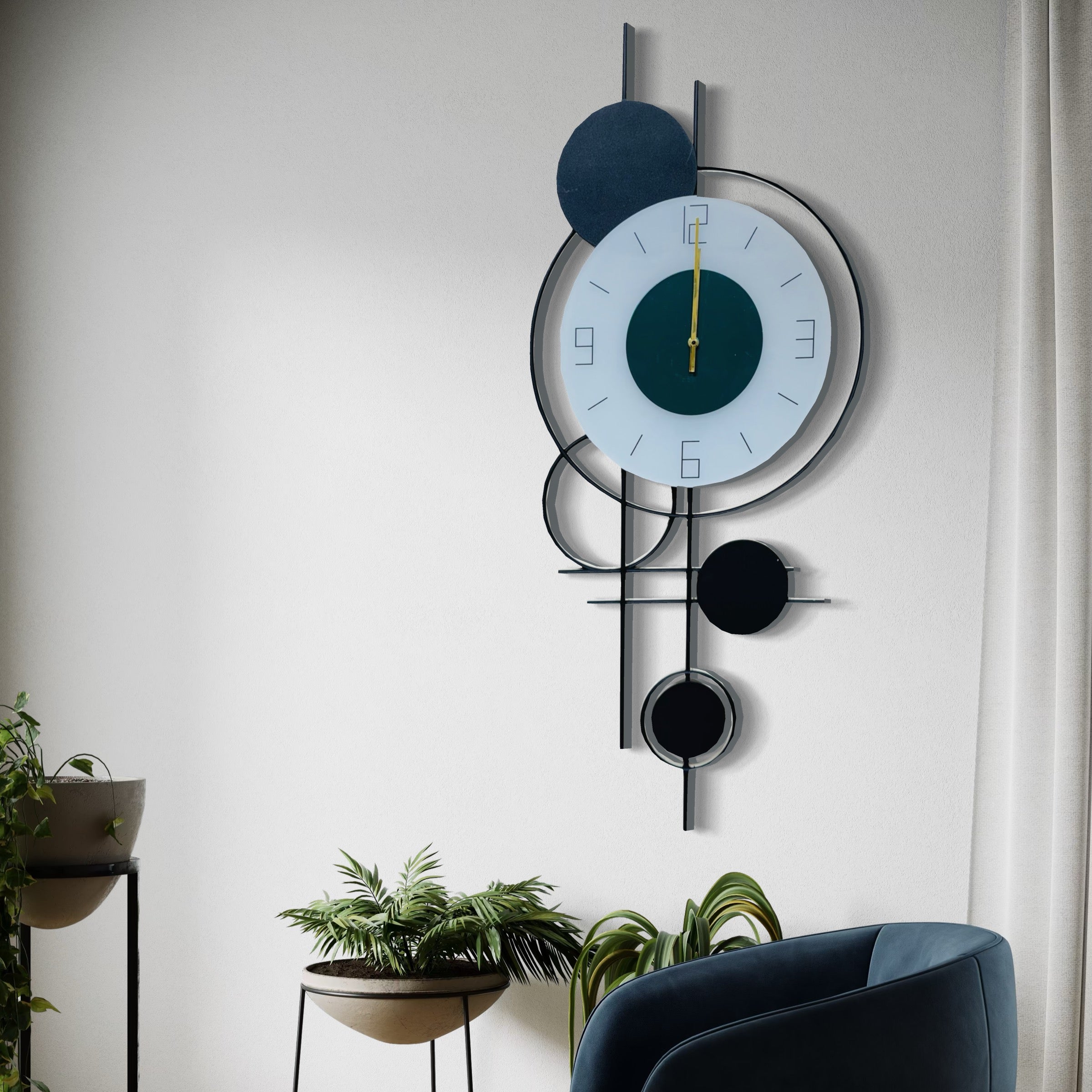 Trendy Wall Clock with Unique Geometric Style for Home, Offce - 80CM X 35CM