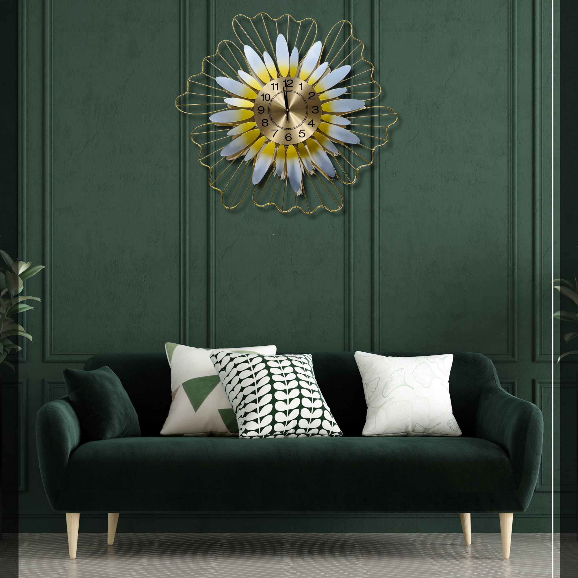 Floral Elegant Wall Clock with Radiant Petal Design (70x70cm)