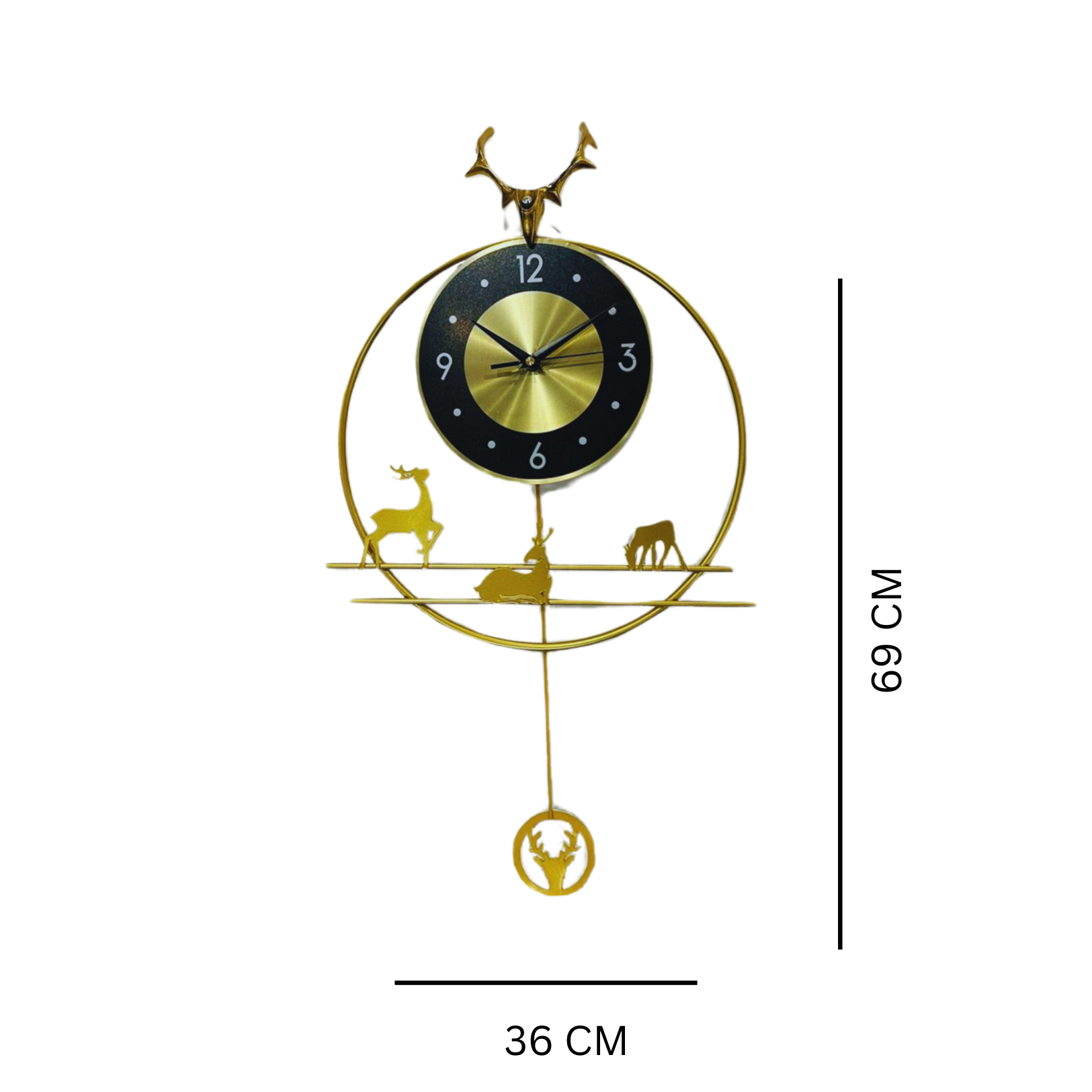 Deer-Themed Wall Clock with Pendulum – Modern Decorative Timepiece