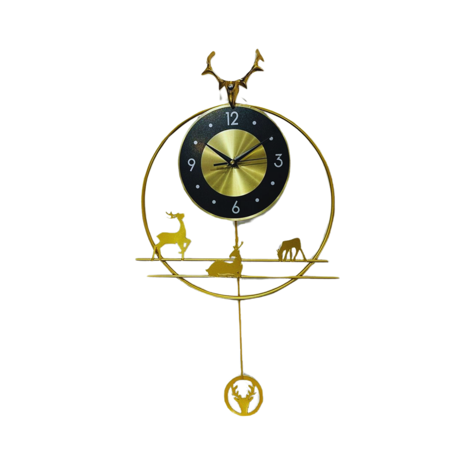 Deer-Themed Wall Clock with Pendulum – Modern Decorative Timepiece