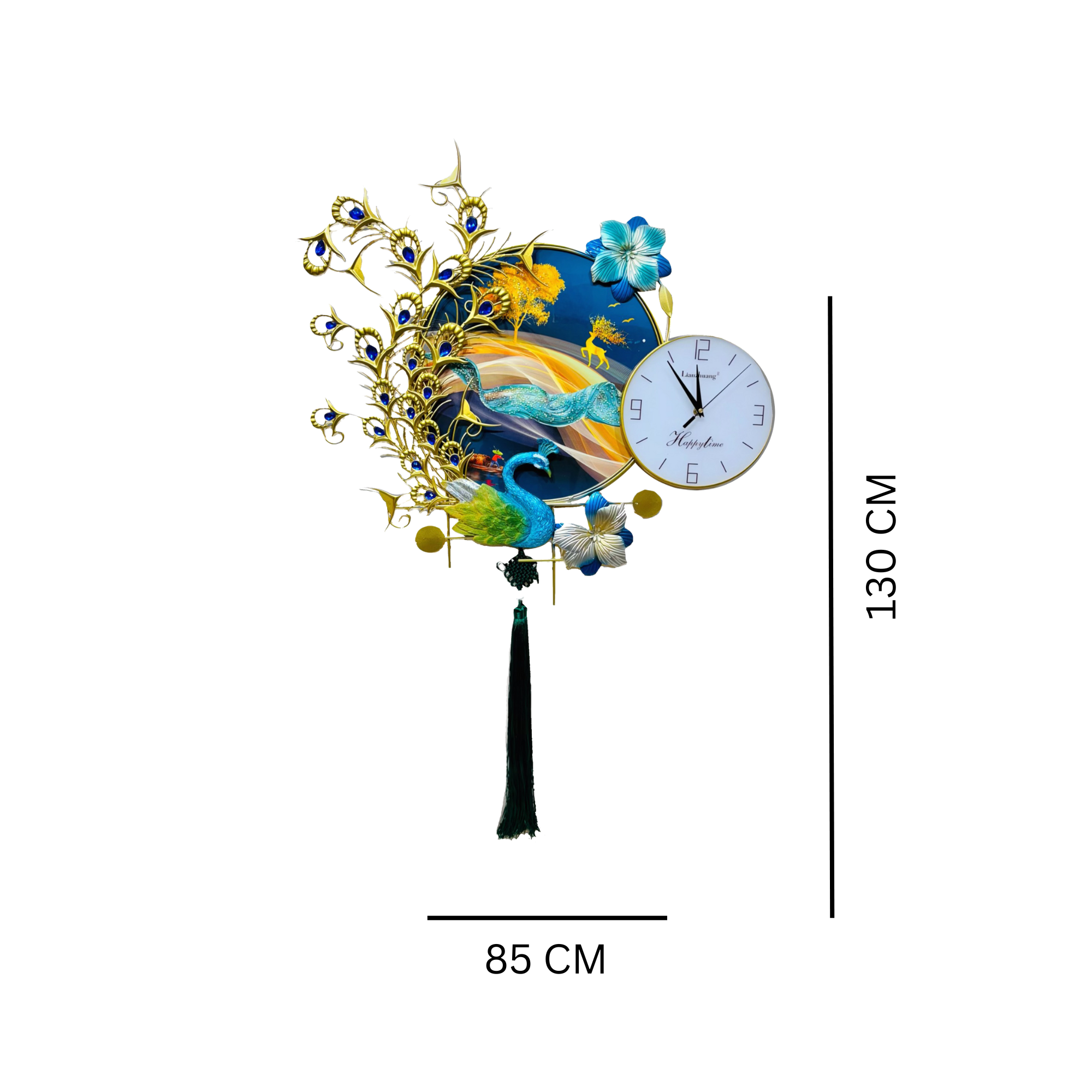 Vibrant Artistic Peacock-Themed Wall Clock for Home