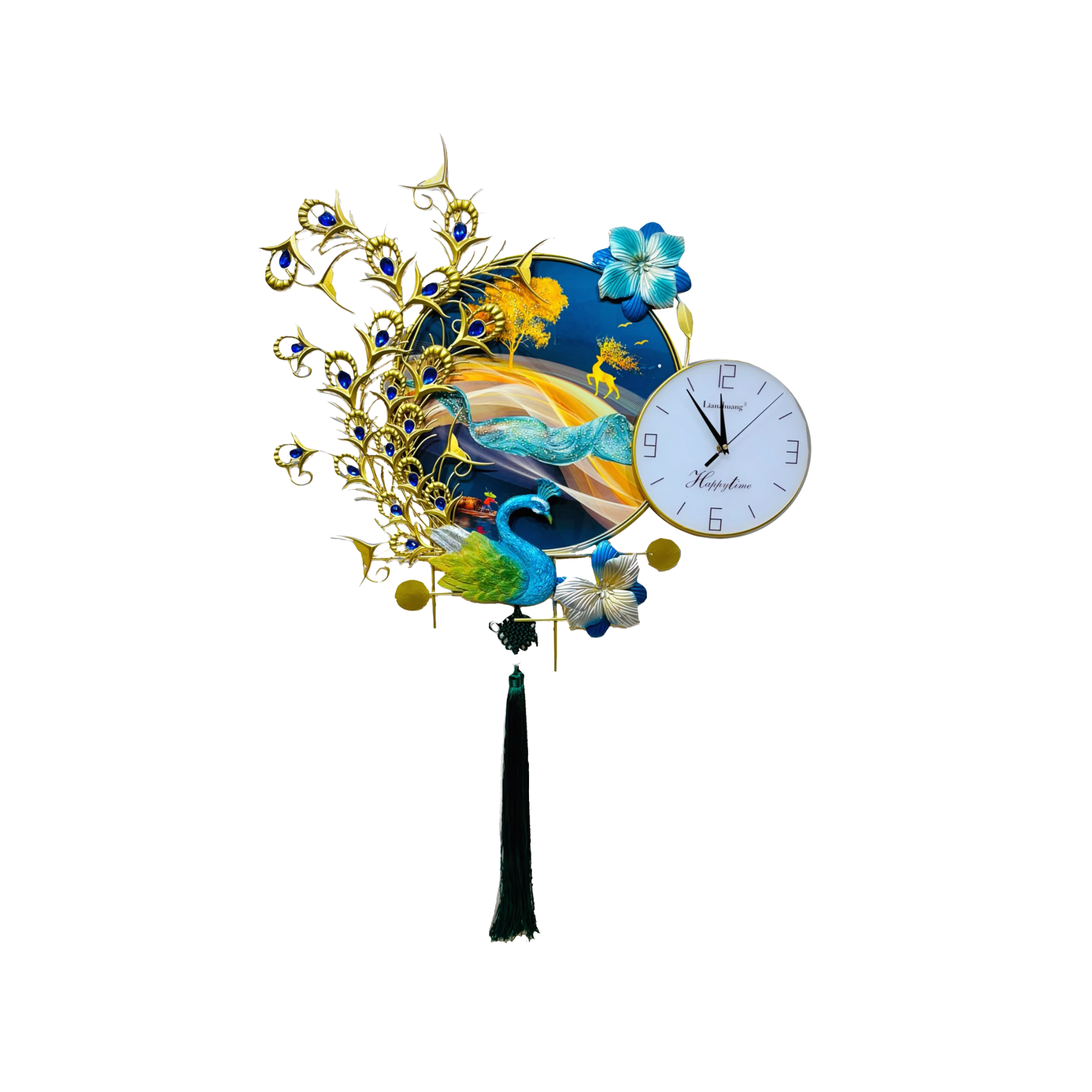 Vibrant Artistic Peacock-Themed Wall Clock for Home