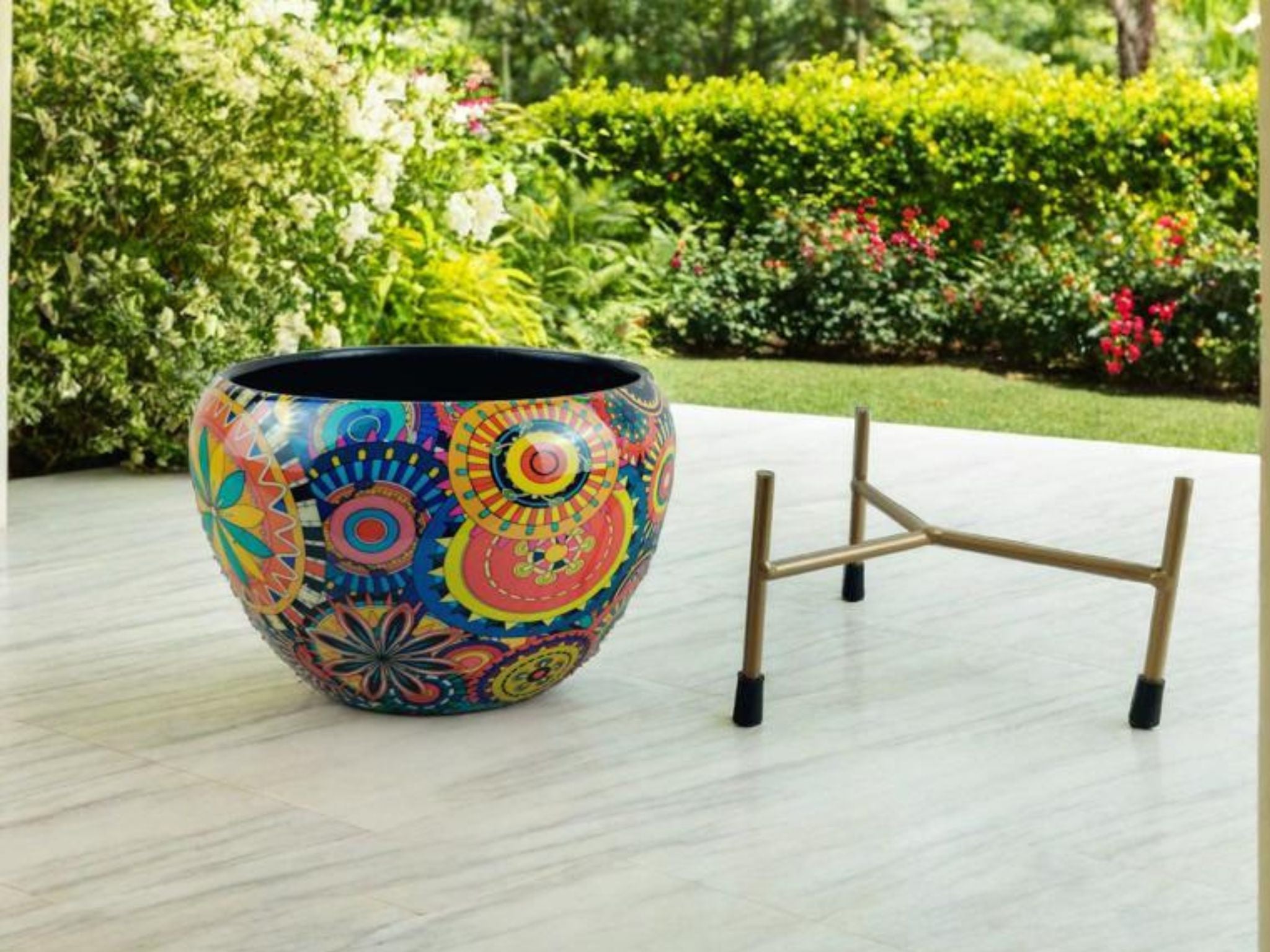 Royal 5" Orchid Pot - Rajwada Print Design with Stand