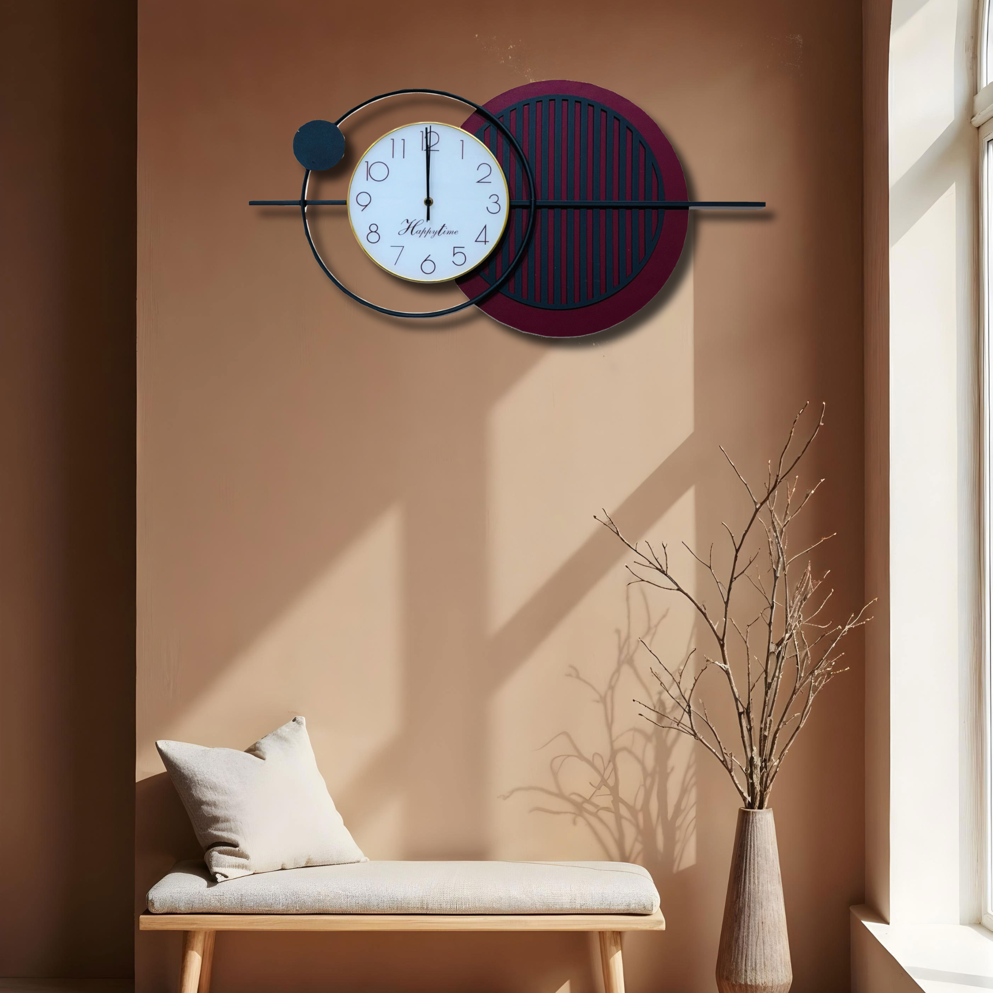 Dual-Tone Modern Abstract Wall Clock with Circular Design