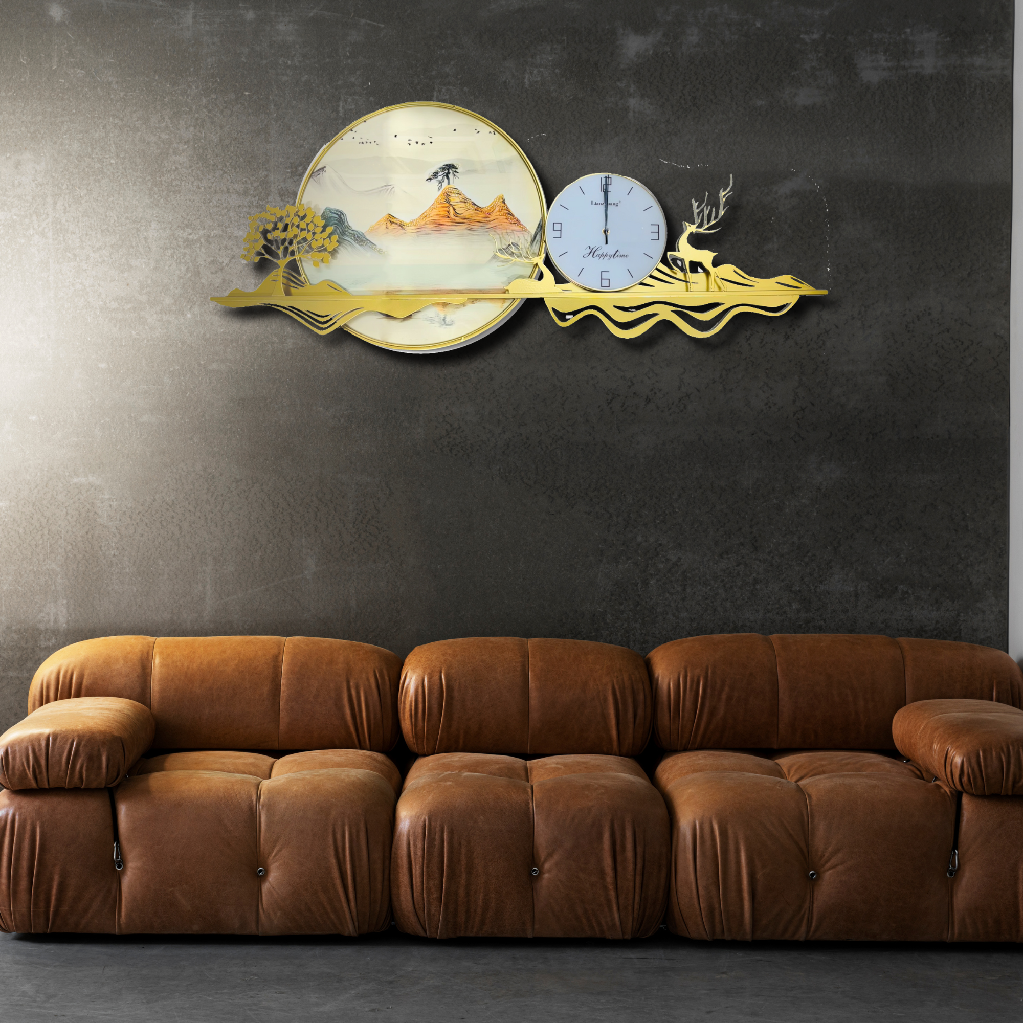 Majestic Landscape Wall Clock with Nature-Inspired Artwork (120x50cm)