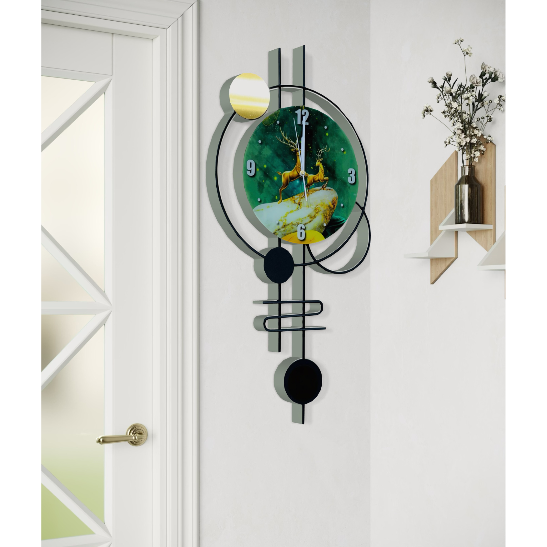 Stunning Deer-Themed Artistic Wall Clock Perfect for Modern Spaces