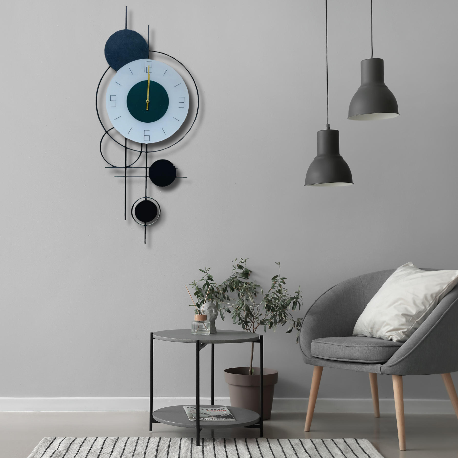 Trendy Wall Clock with Unique Geometric Style for Home, Offce - 80CM X 35CM