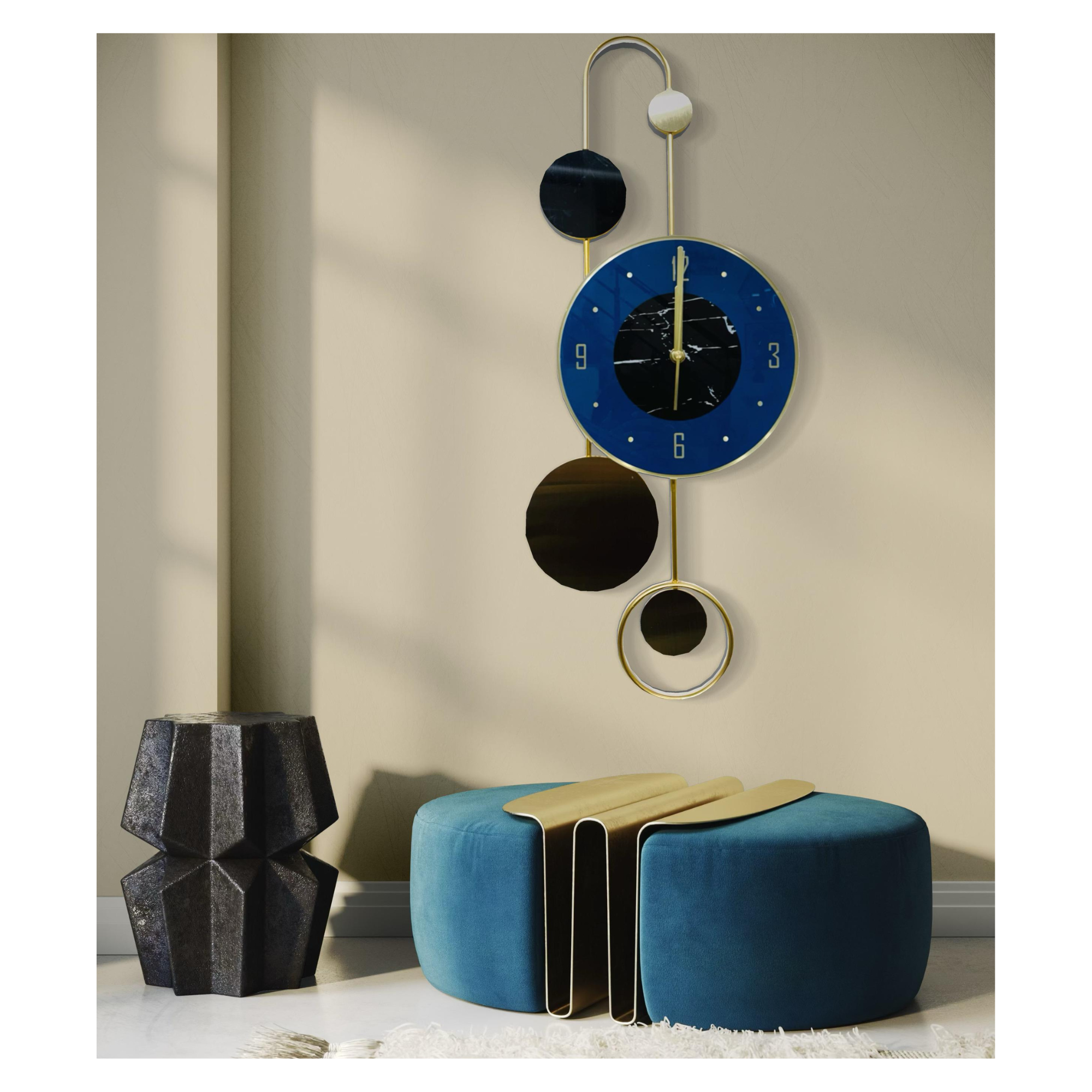 Functional Artistic Wall Clock with Unique Abstract Design – 60CM x 35CM