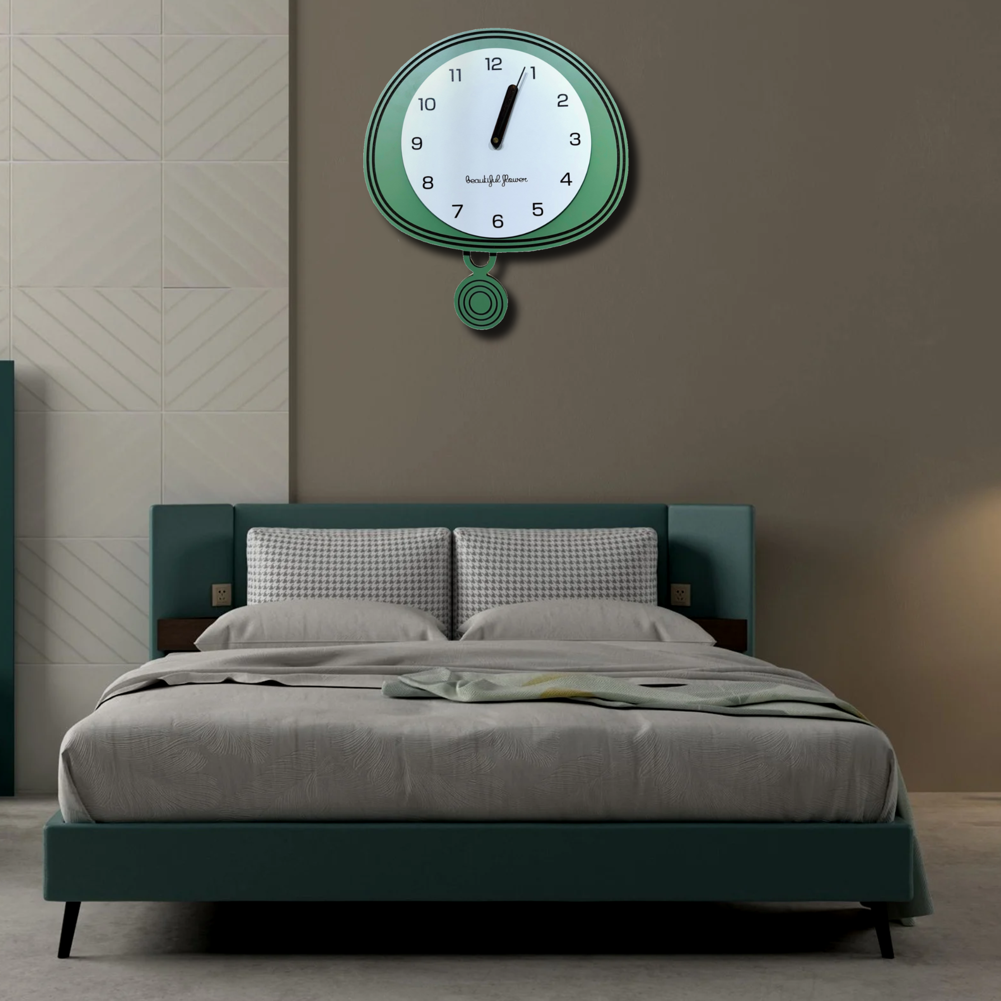 Vintage-Inspired Green Wall Clock with Contemporary Charm – 45CM x 39CM