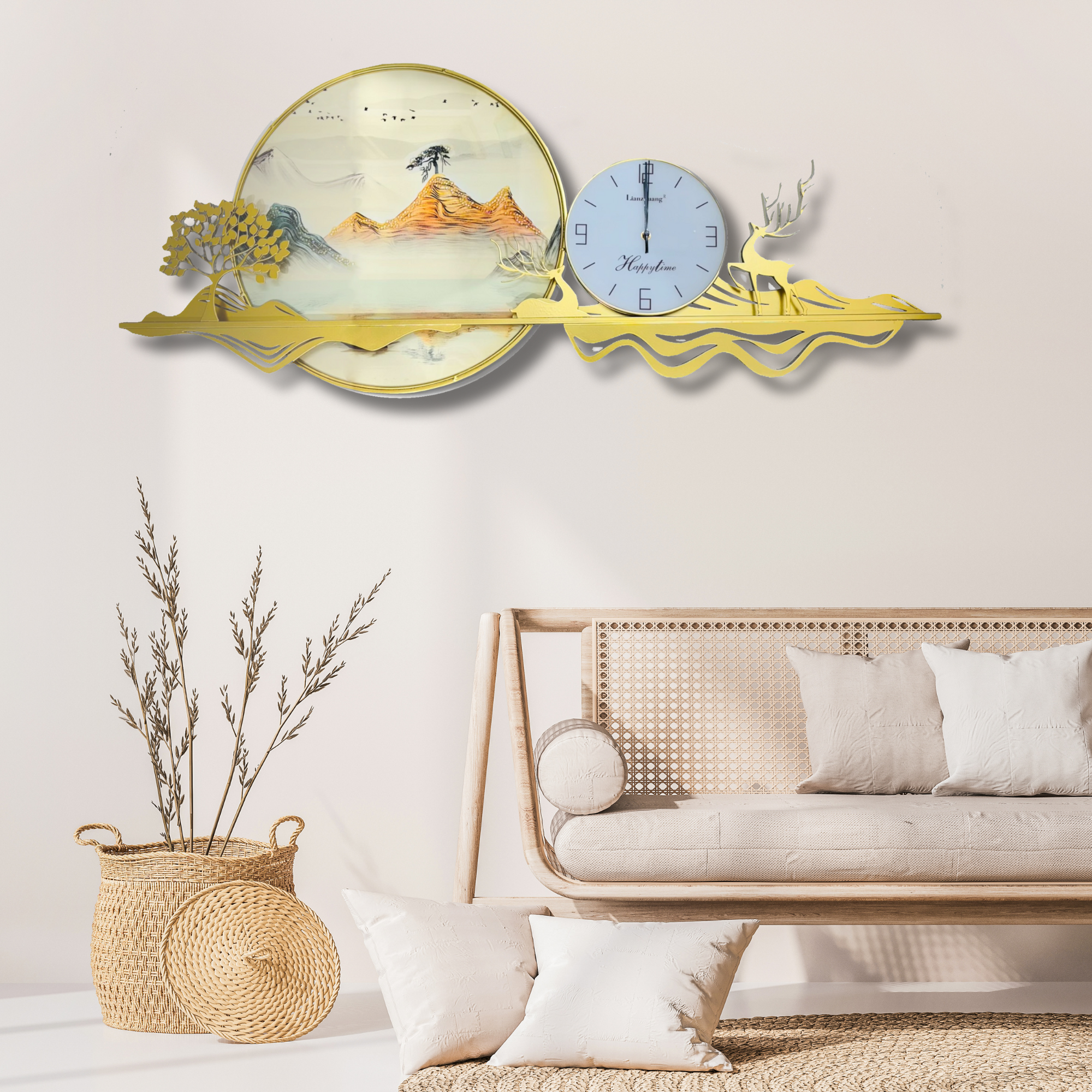 Majestic Landscape Wall Clock with Nature-Inspired Artwork (120x50cm)