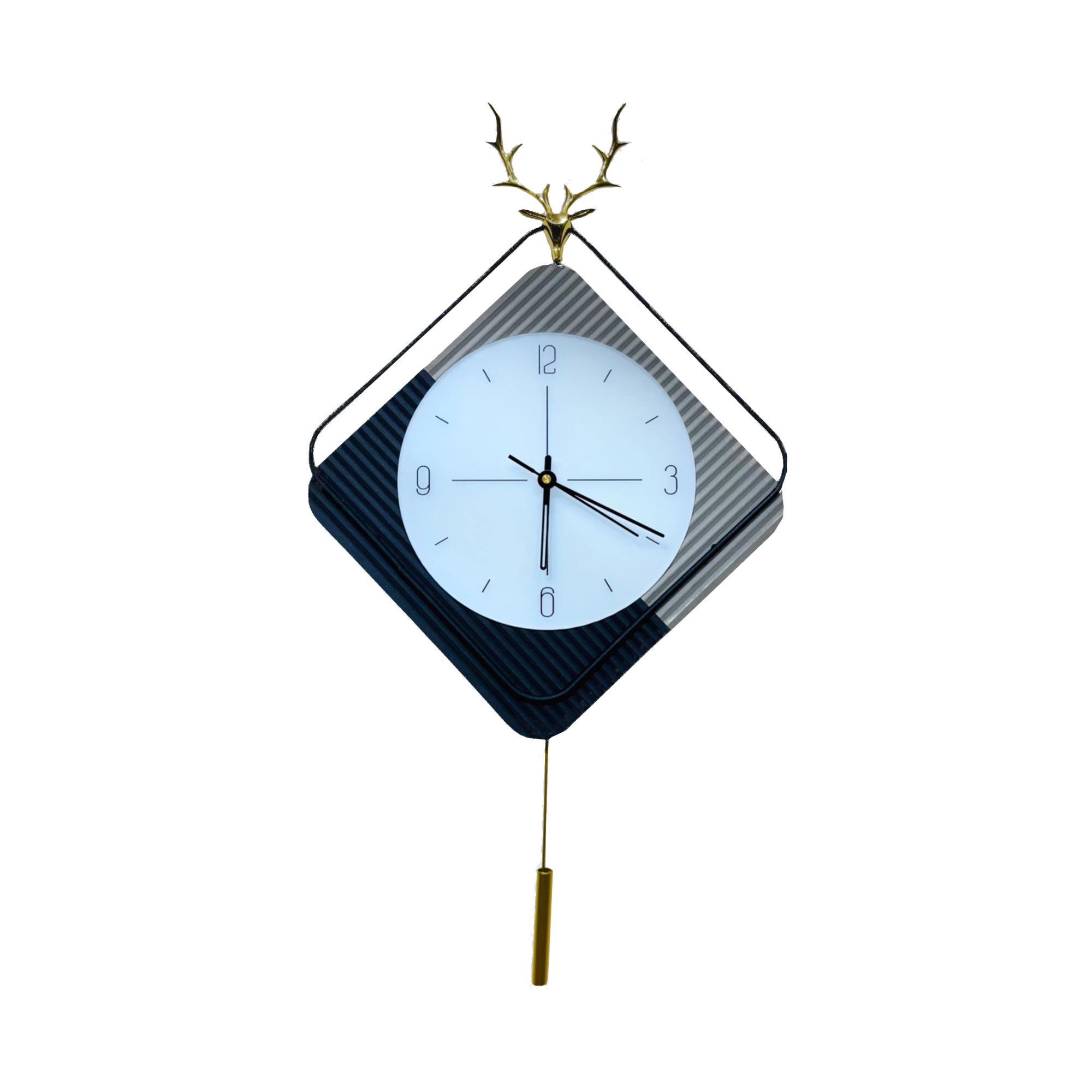 Refined Elegant Wall Clock with Antler Accent - 60CM X 40CM