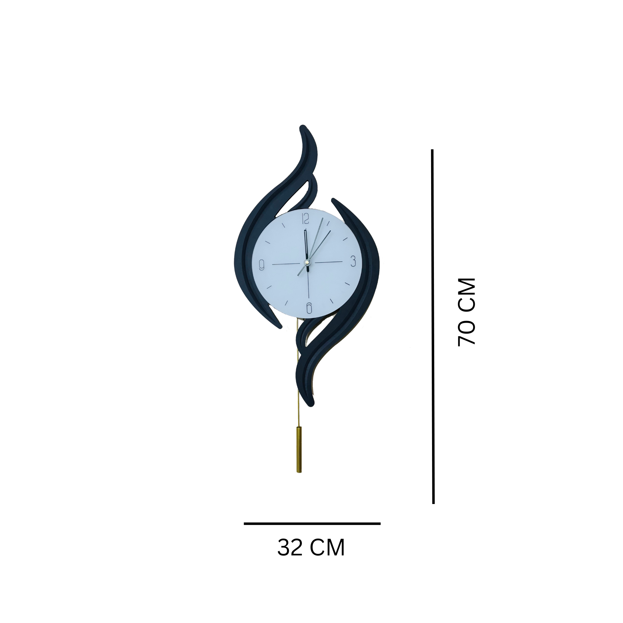 Flame-Inspired Elegant Wall Clock with Sleek Pendulum Design - 70CM x 32CM