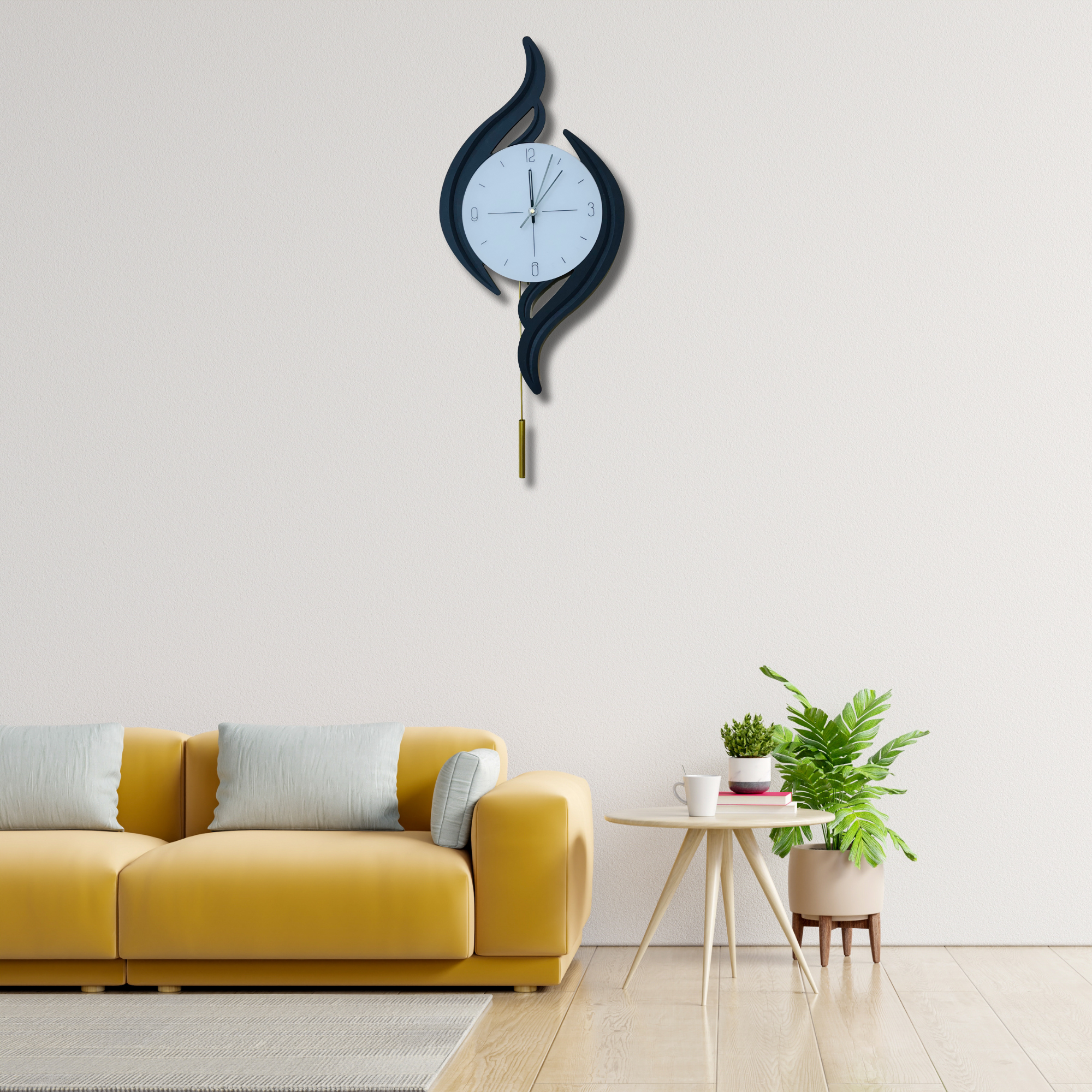 Flame-Inspired Elegant Wall Clock with Sleek Pendulum Design - 70CM x 32CM