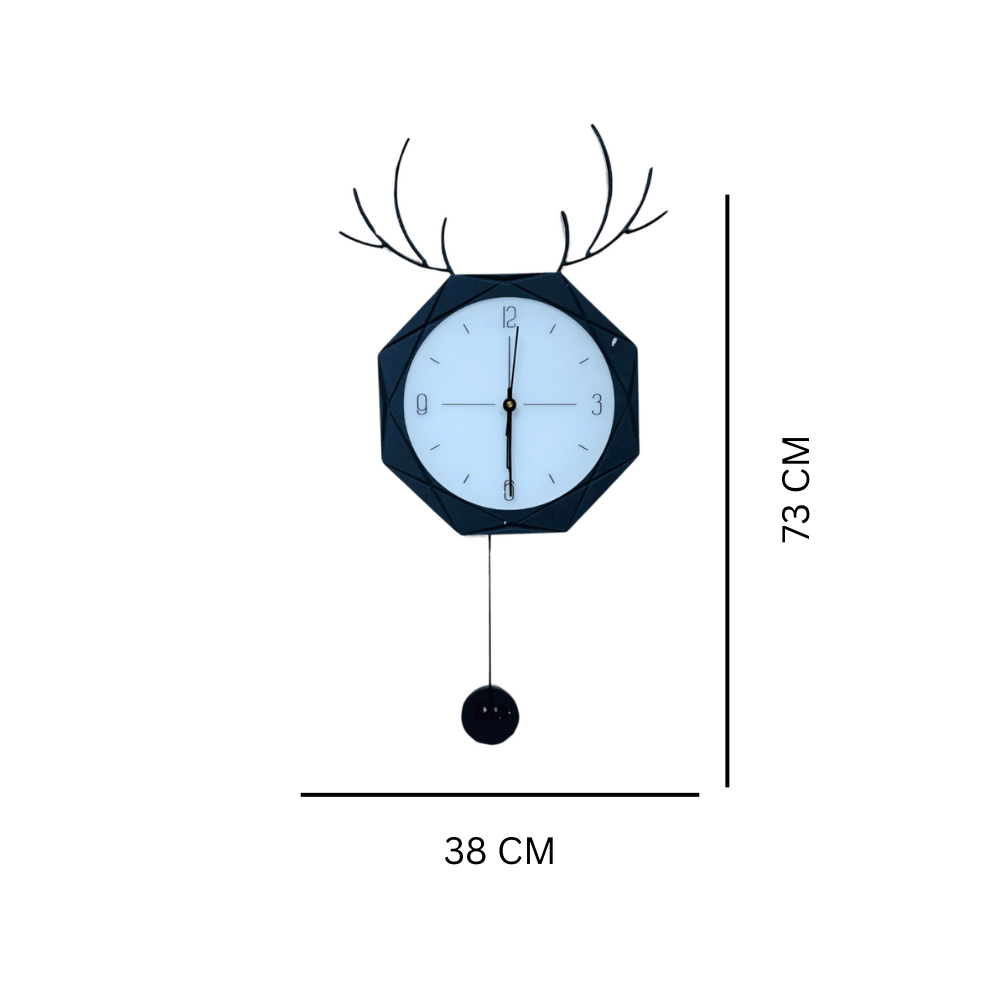 Bold Modern Antler-Inspired Wall Clock with Geometric Design (73x38cm)