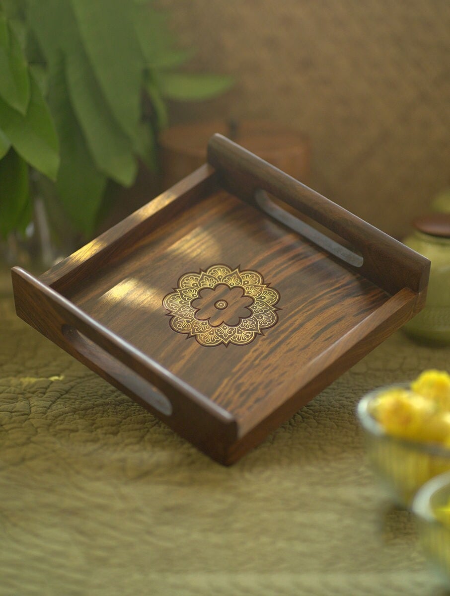 Intricate Wooden Serving Tray