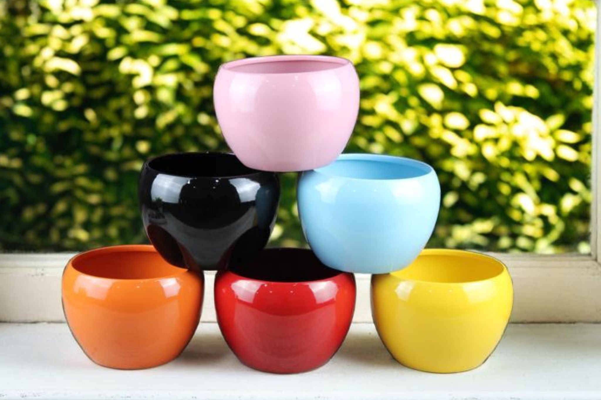 Beautiful 5" Multicolor Orchid Pots - Set of 6