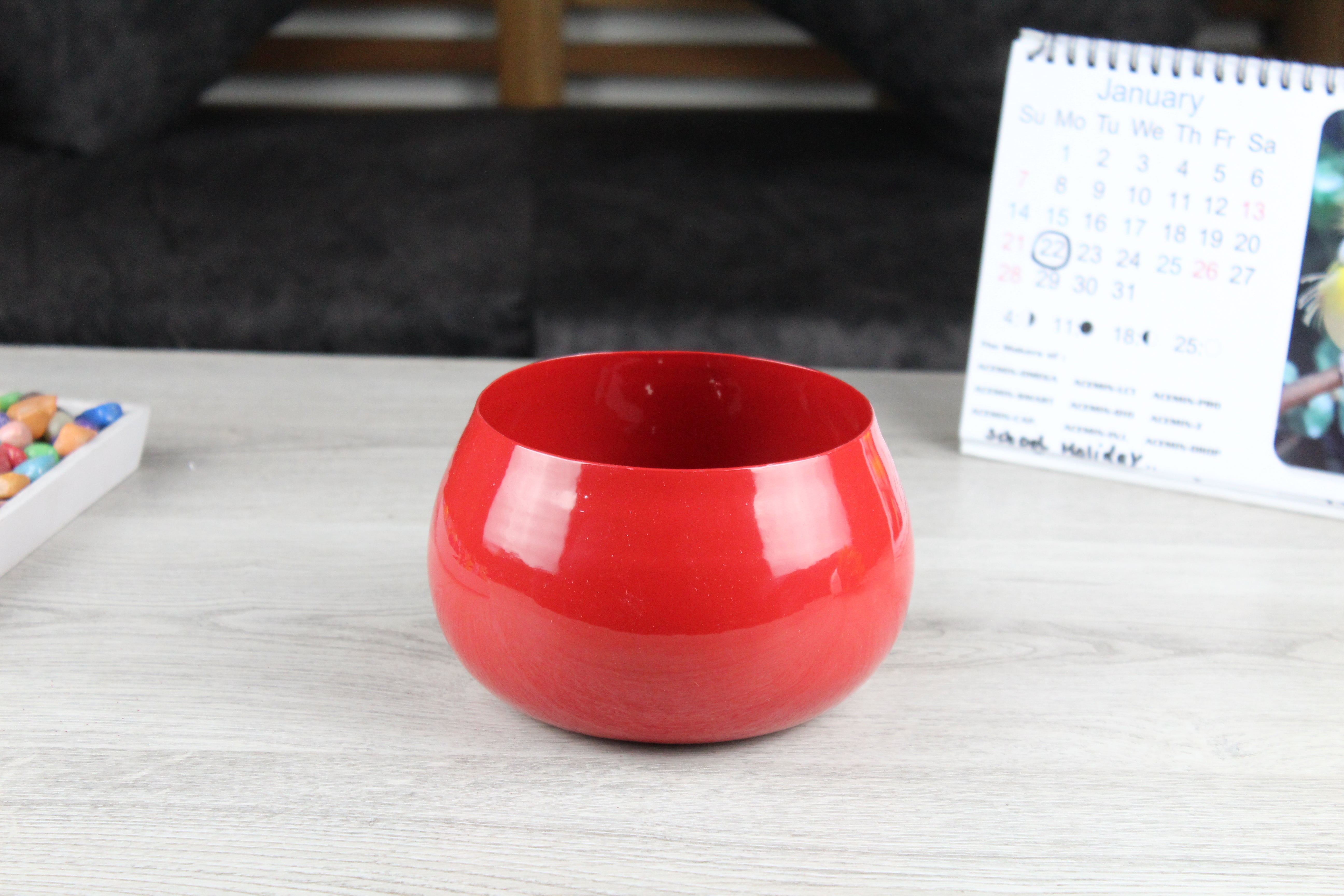 Stylish Glossy Red Plant Pot - 4" Height, 5" Diameter