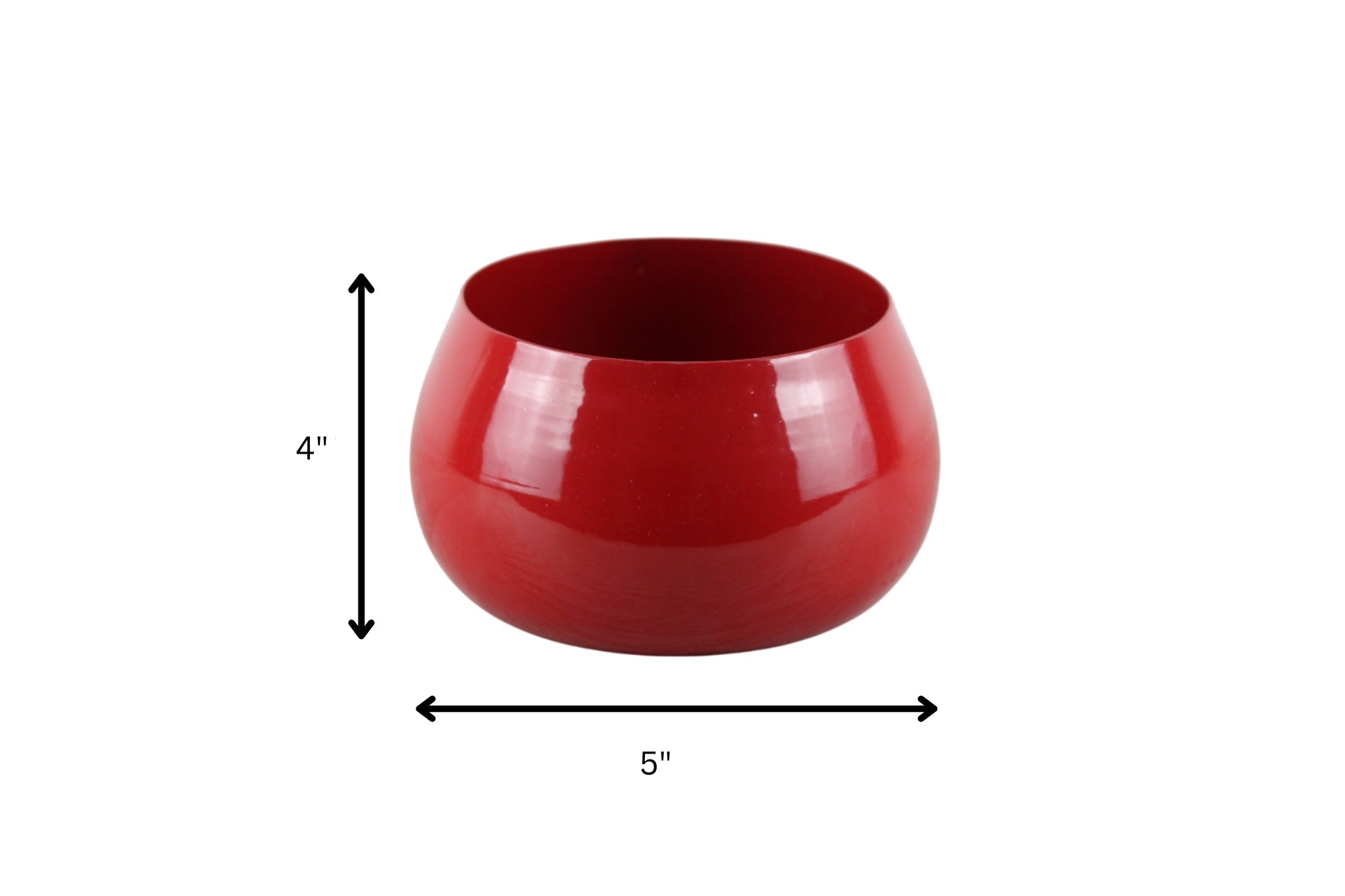 Stylish Glossy Red Plant Pot - 4" Height, 5" Diameter