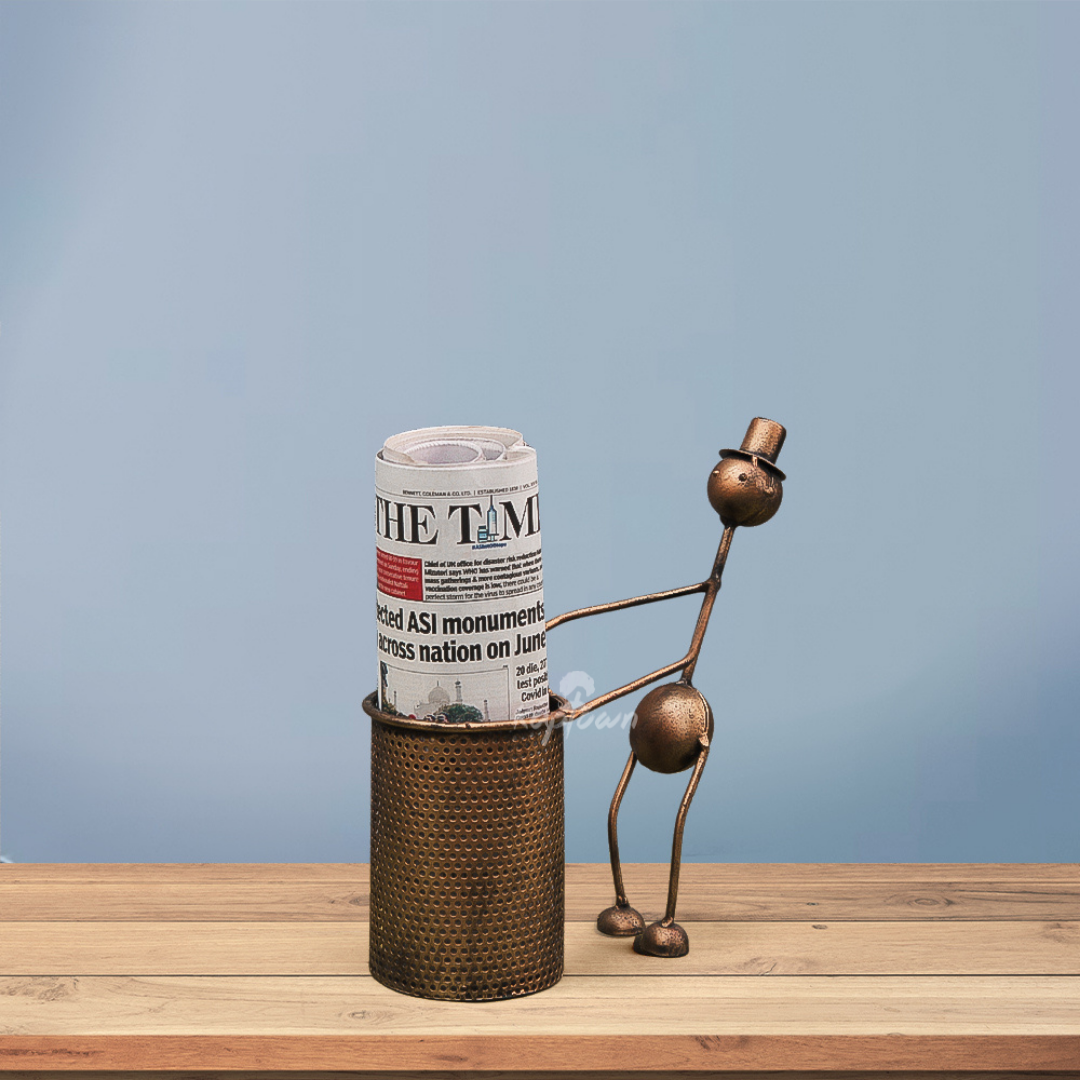 Quirky Metal Man Newspaper Holder