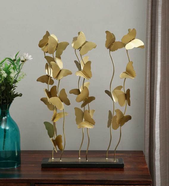 Elegant Metal Golden Butterfly Sculpture