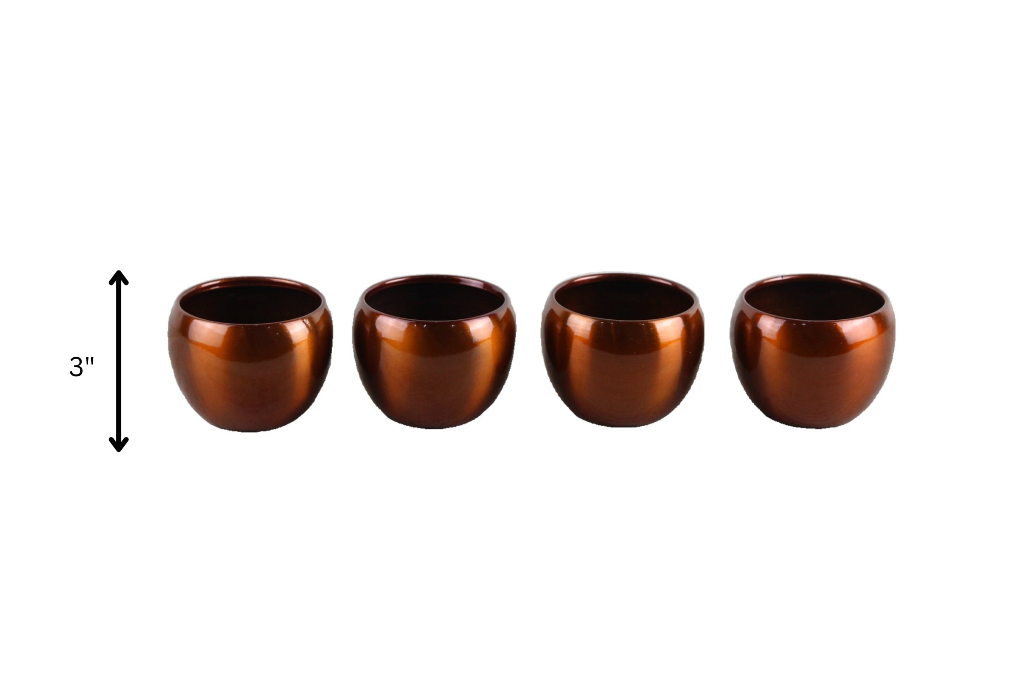 Beautiful 3" TPR Tabletop Pots - Vibrant Orange, Set of 4