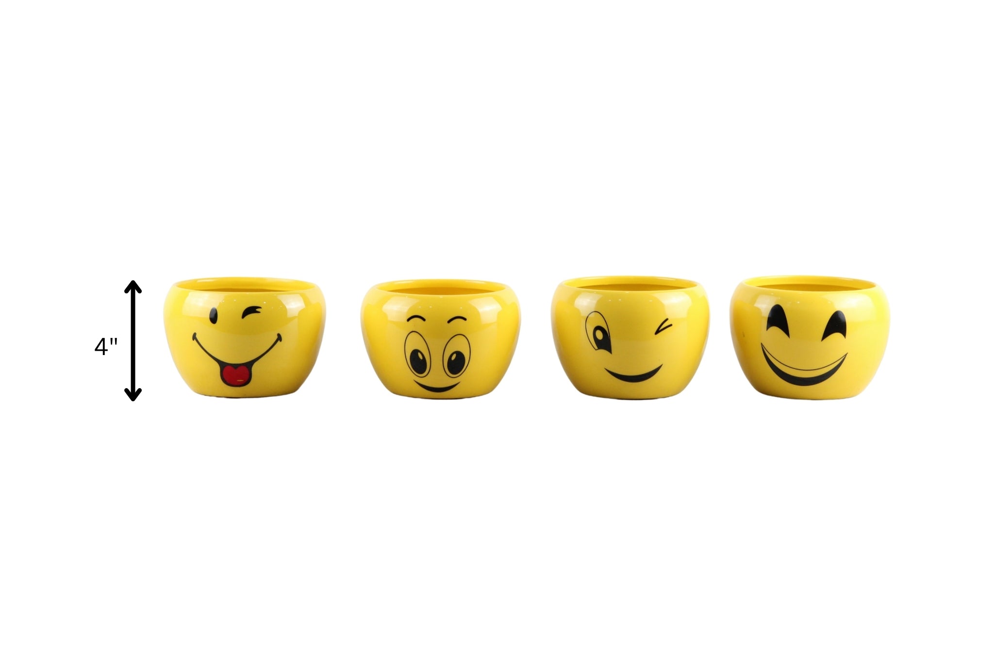 Attractive Orchid Pots with Emoji Print - Pack of 4