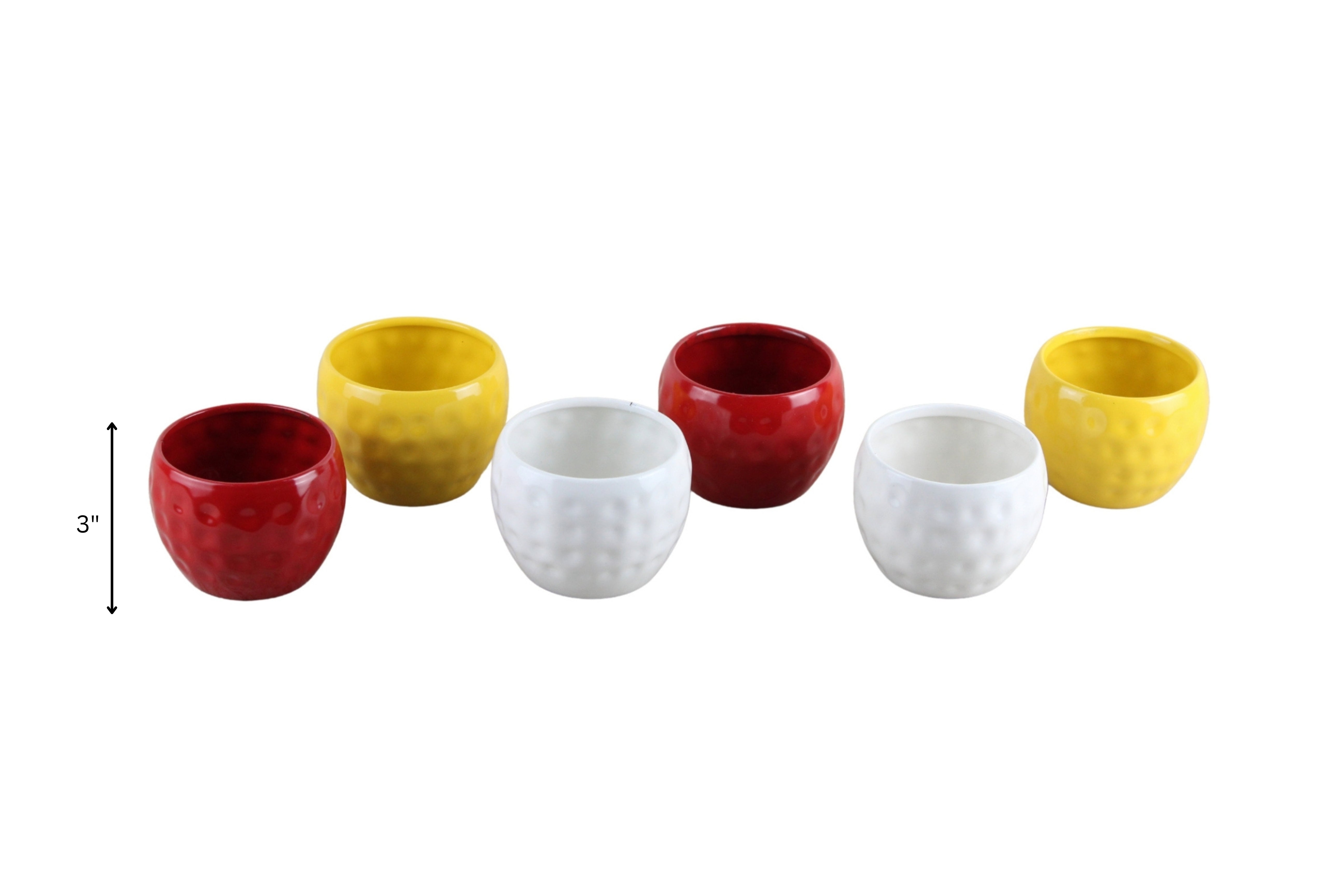 Elegant 3" Hammered Tabletop Pots - Multicolor, Set of 6