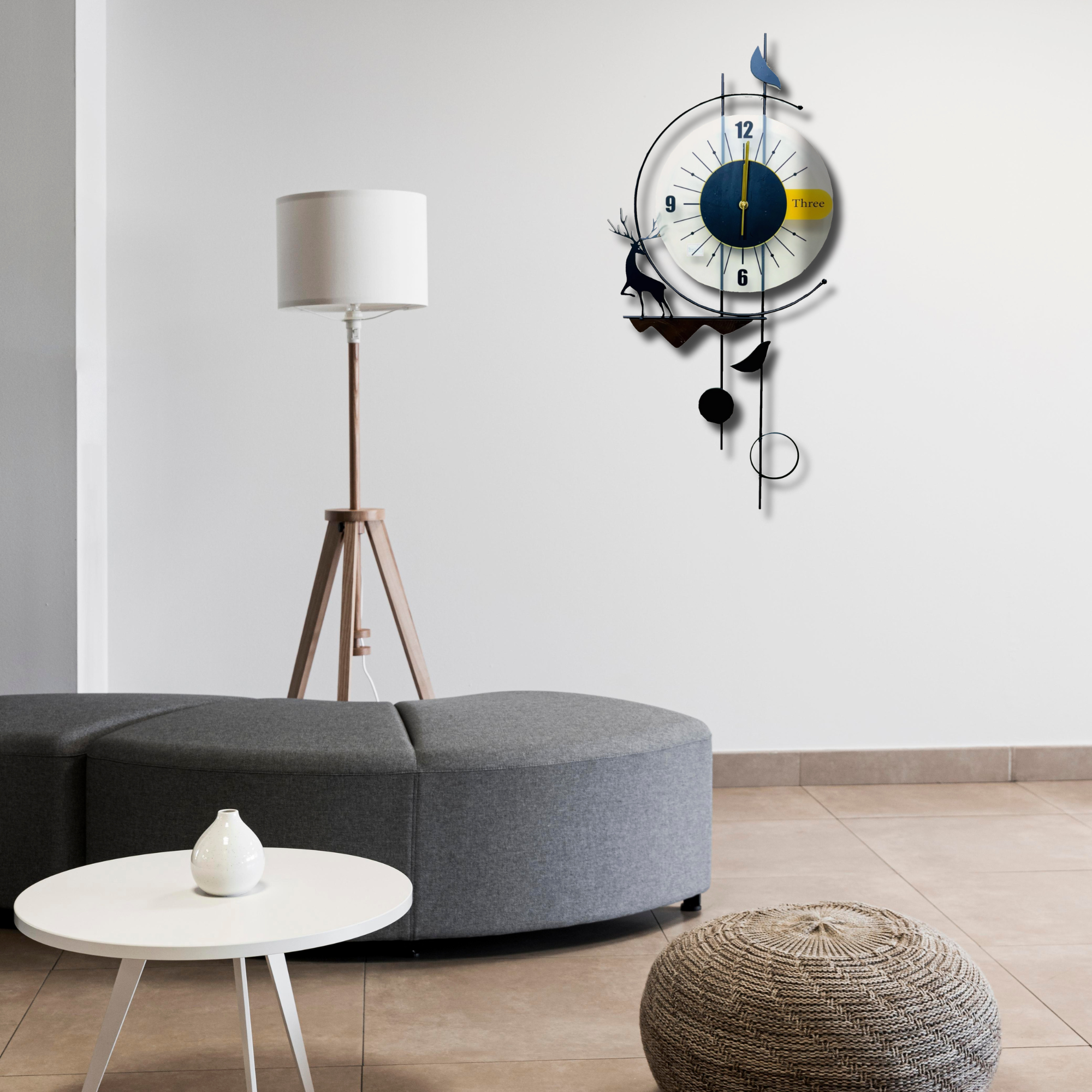 Stylish Deer and Bird Wall Clock with Pendulum