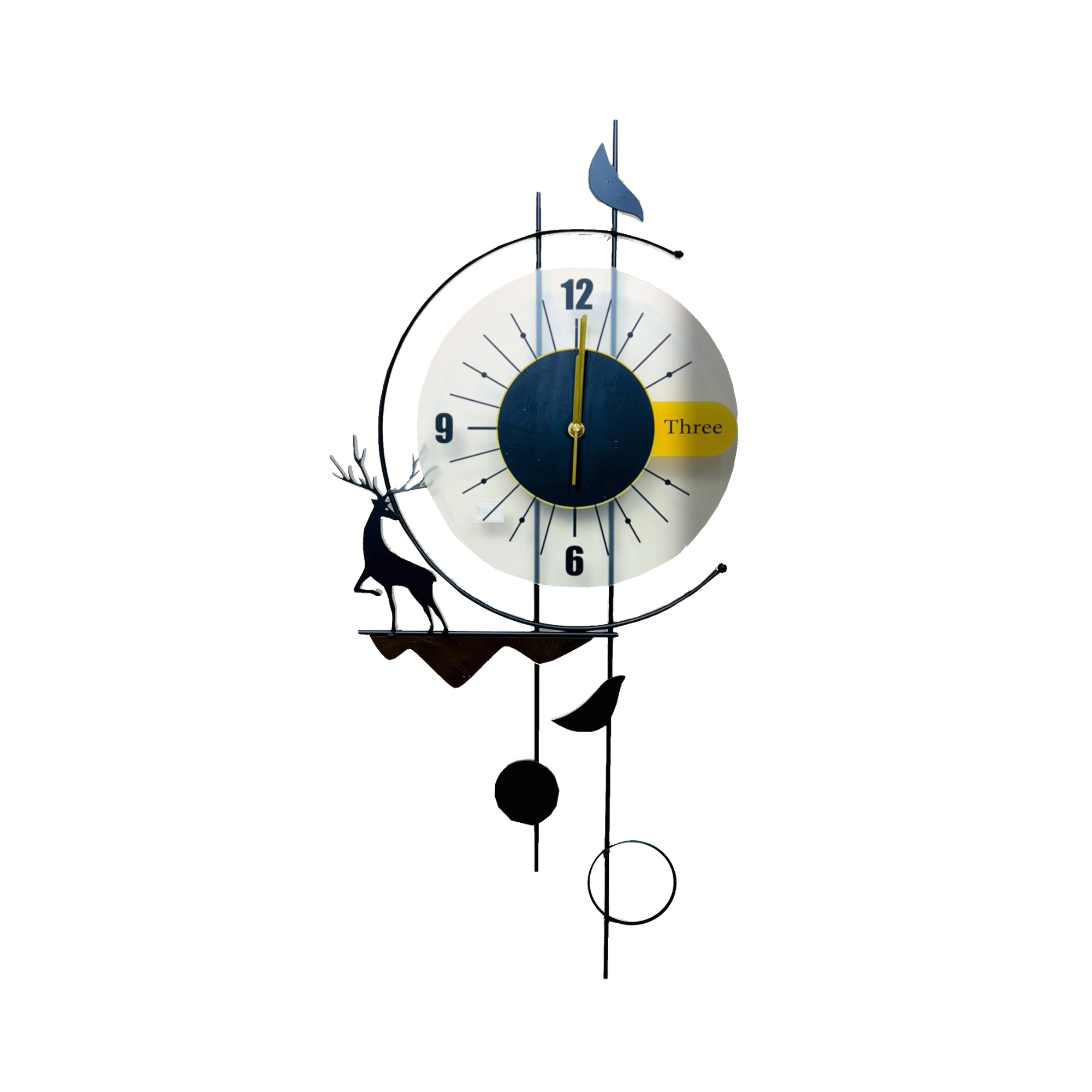 Stylish Deer and Bird Wall Clock with Pendulum