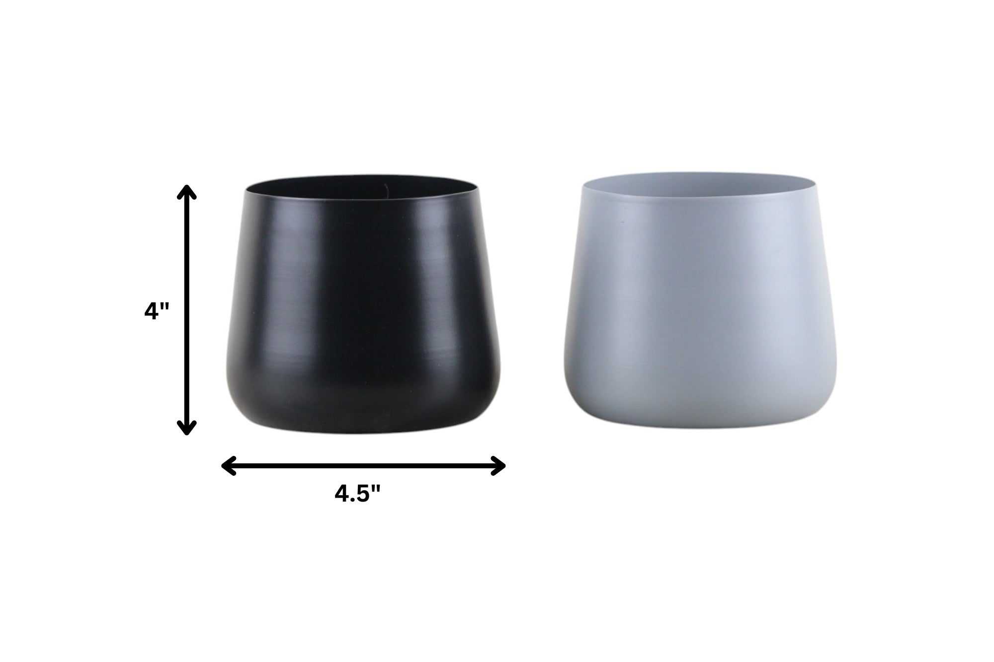 Elegant Taper Tabletop Pots - Black & Grey, Set of 2