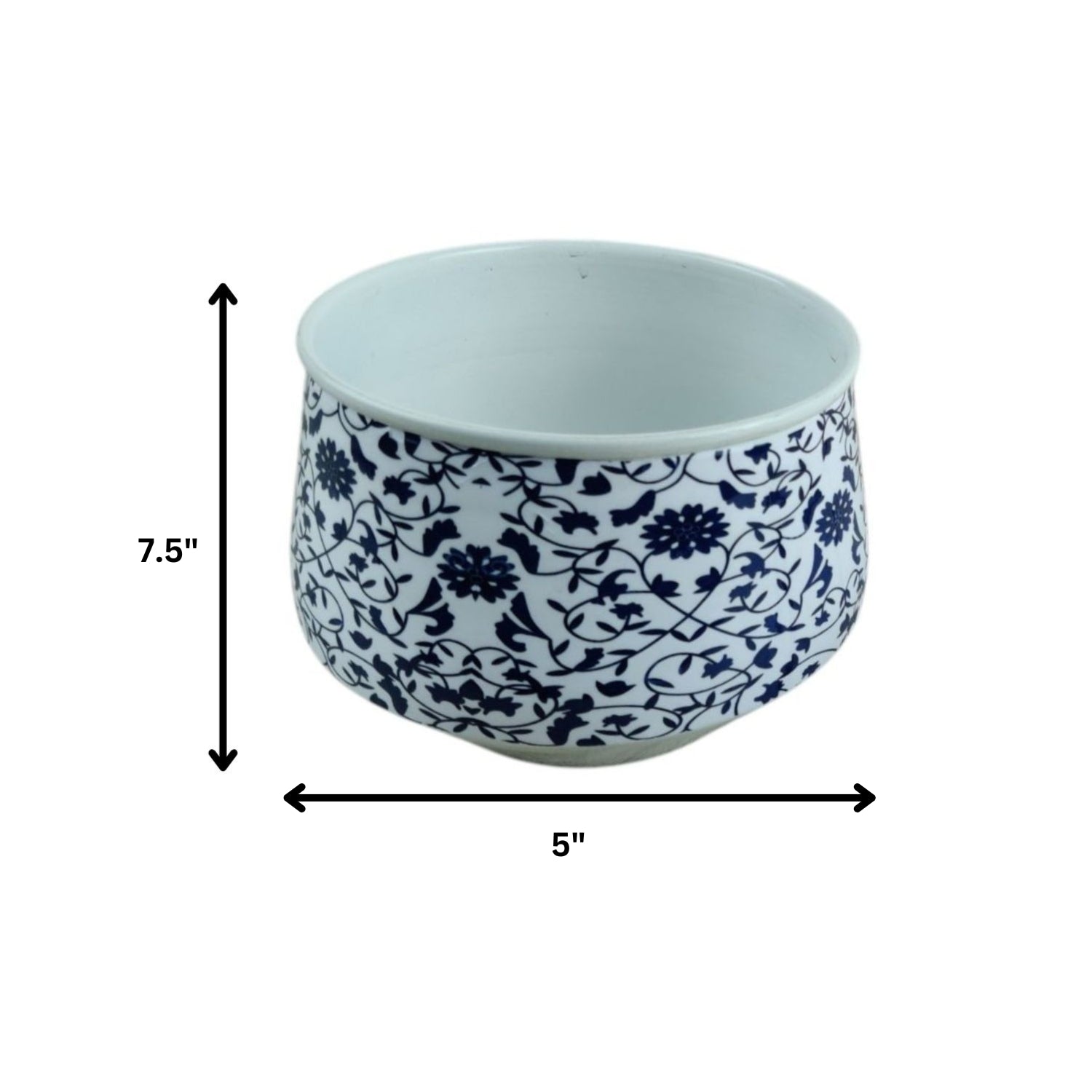 Stylish 5" Orchid Pot - Blue Print Design with Stand