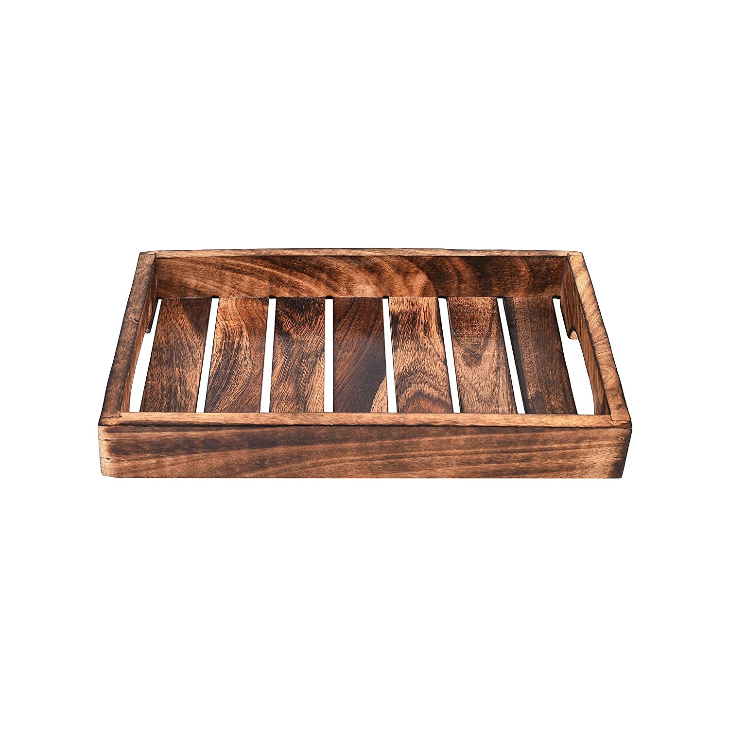 Rustic Wooden Slatted Serving Tray