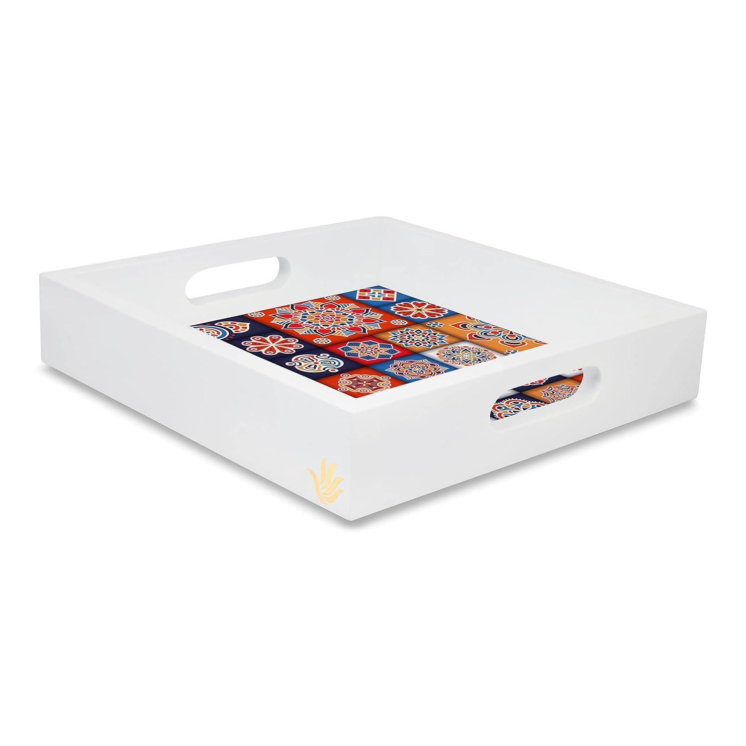 Mosaic White Wooden Serving Tray