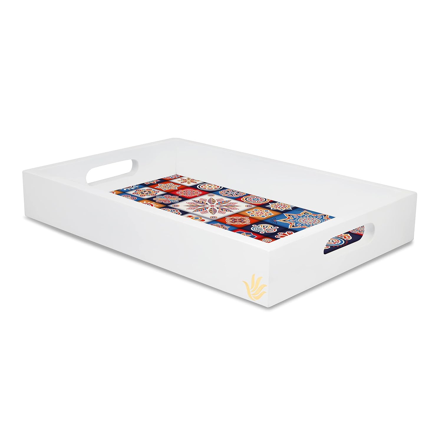 Mosaic White Wooden Serving Tray