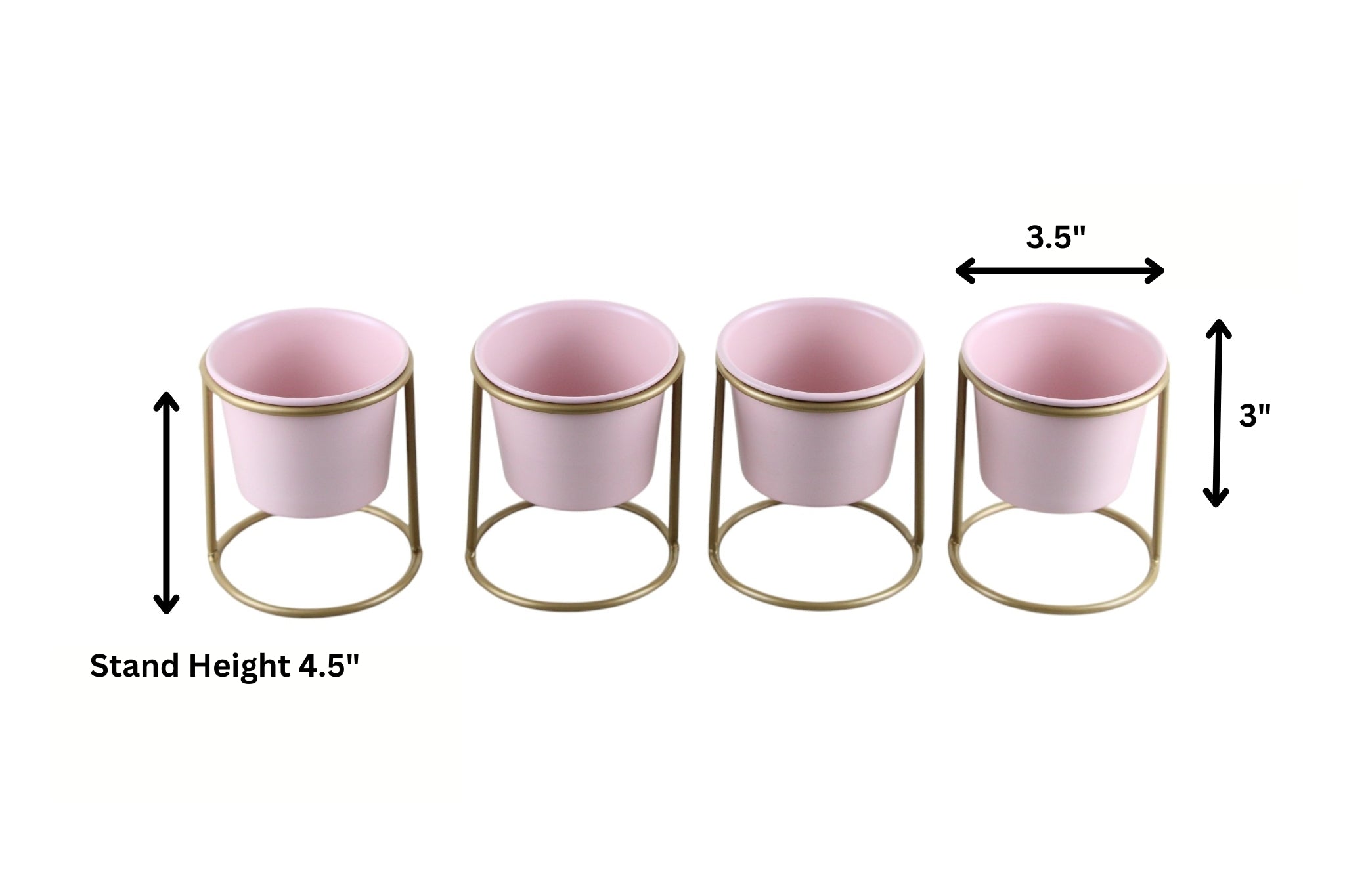 Charming Matte Pink Pot with Stand - Powder Coated, Set of 4