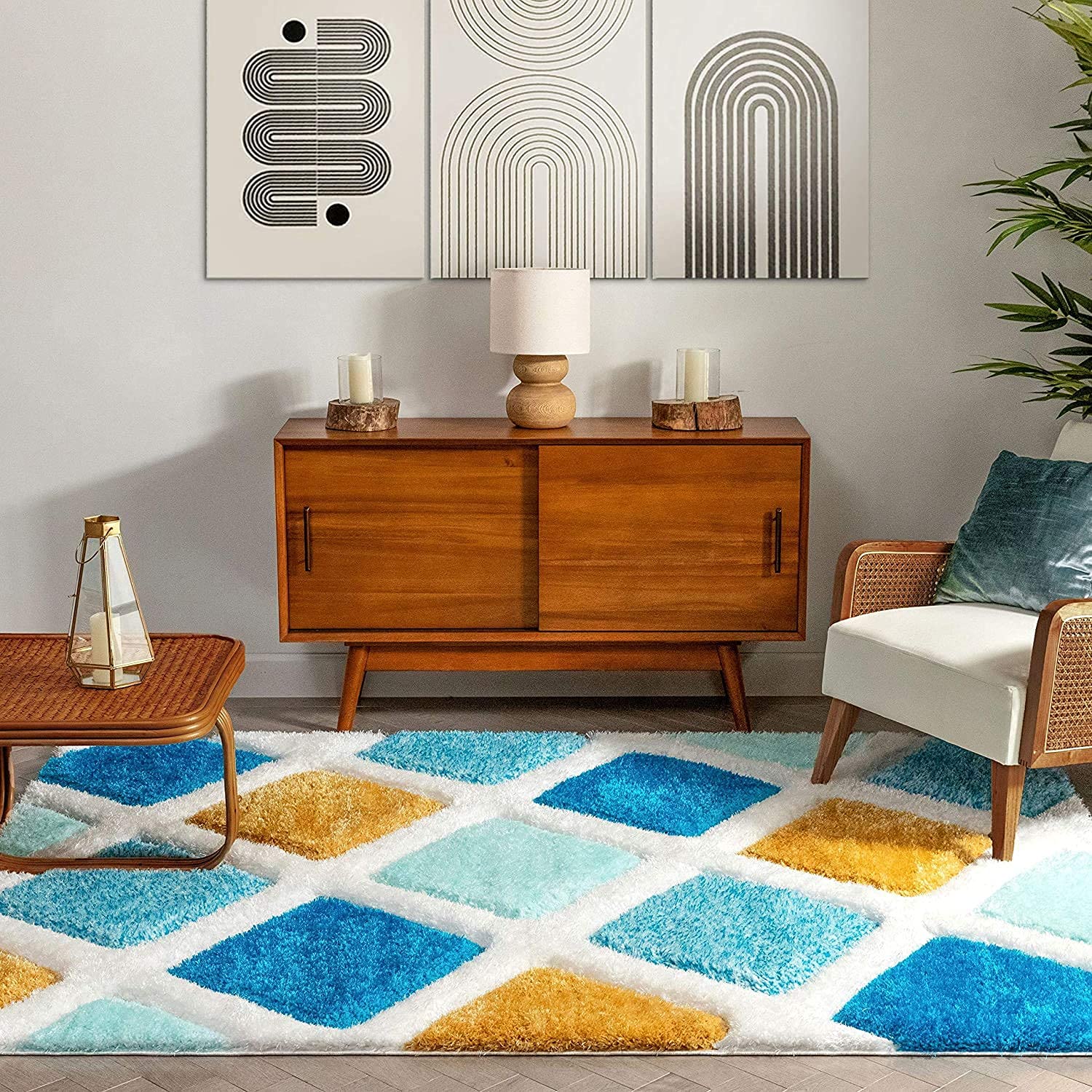 Dynamic Vibrant Harmony Geometric Rug